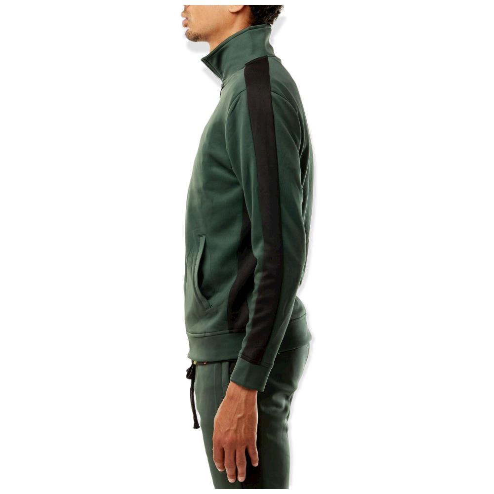 Rebel Minds Men Basic Track Jacket (Hunter Green Black)-Nexus Clothing