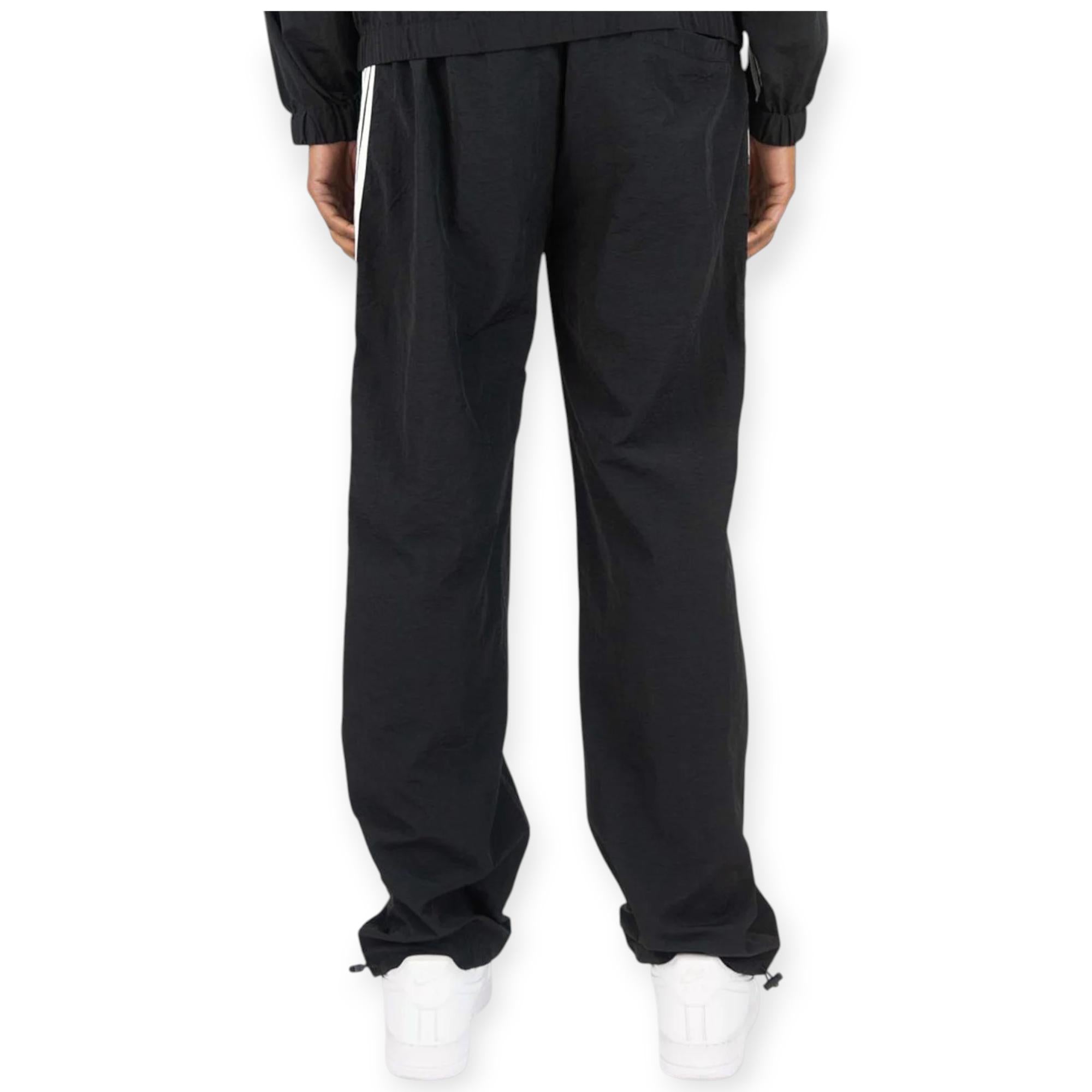 Rebel Minds Men Bent Stripes Nylon Pants (Black)