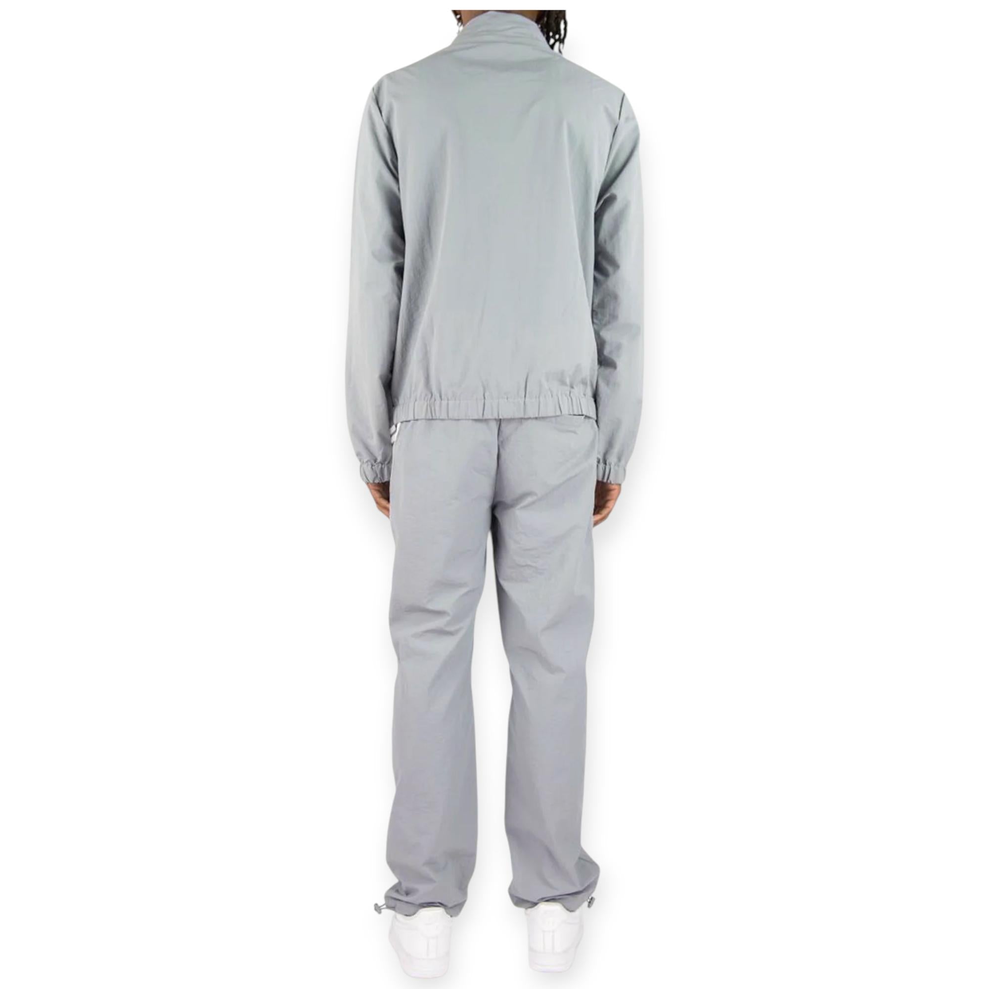 Rebel Minds Men Bent Stripes Nylon Windbreaker Jacket (Grey)