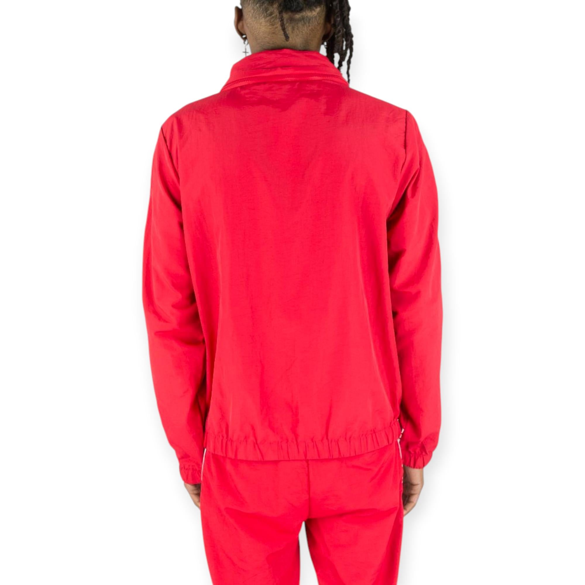 Rebel Minds Men Bent Stripes Nylon Windbreaker Jacket-Red