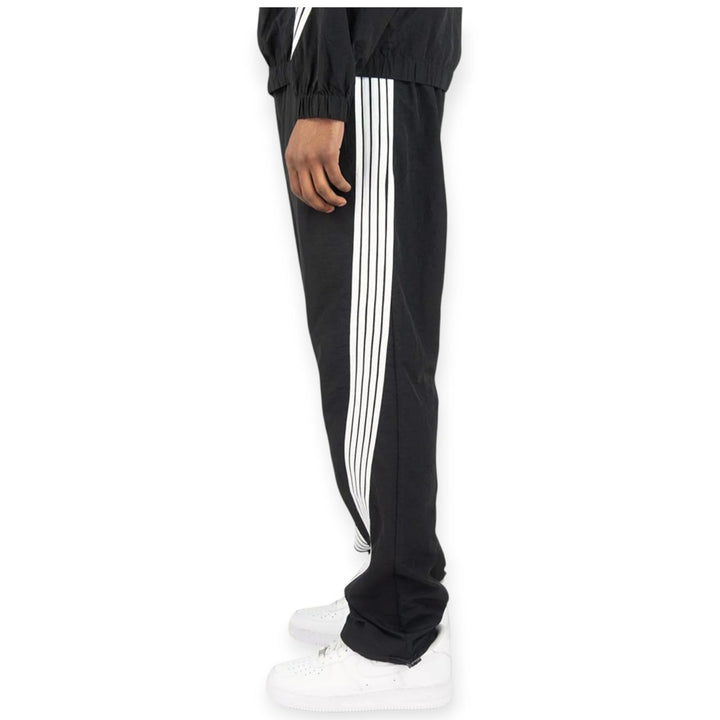 Rebel Minds Men Bent Stripes Nylong Pants (Black)-Nexus Clothing