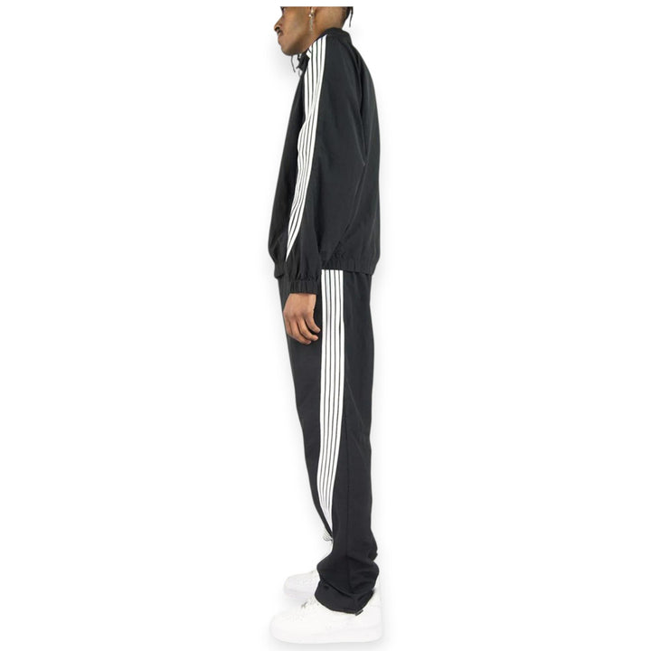 Rebel Minds Men Bent Stripes Nylong Pants (Black)-Nexus Clothing
