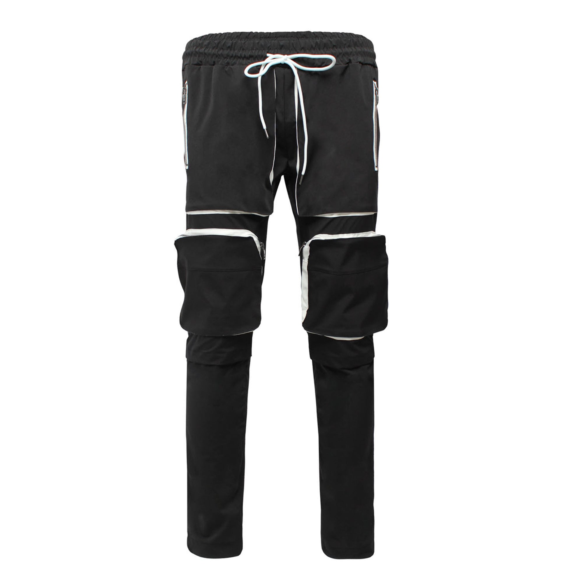 Rebel Minds Men Nylon Cargo Pants (Black)-Black-Small-Nexus Clothing