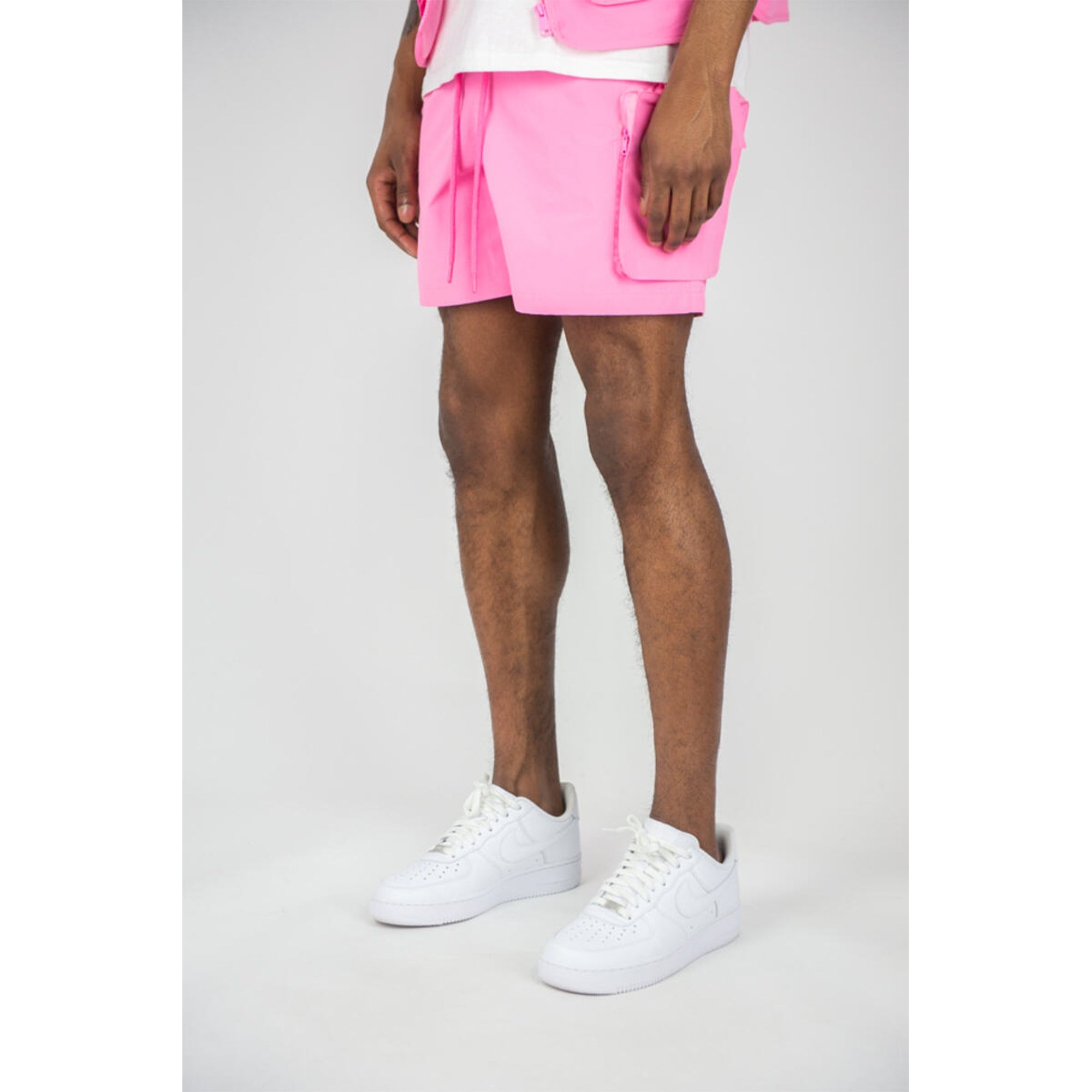 Rebel Minds Men Poly Cargo Pocket Shorts (Pink)-Nexus Clothing