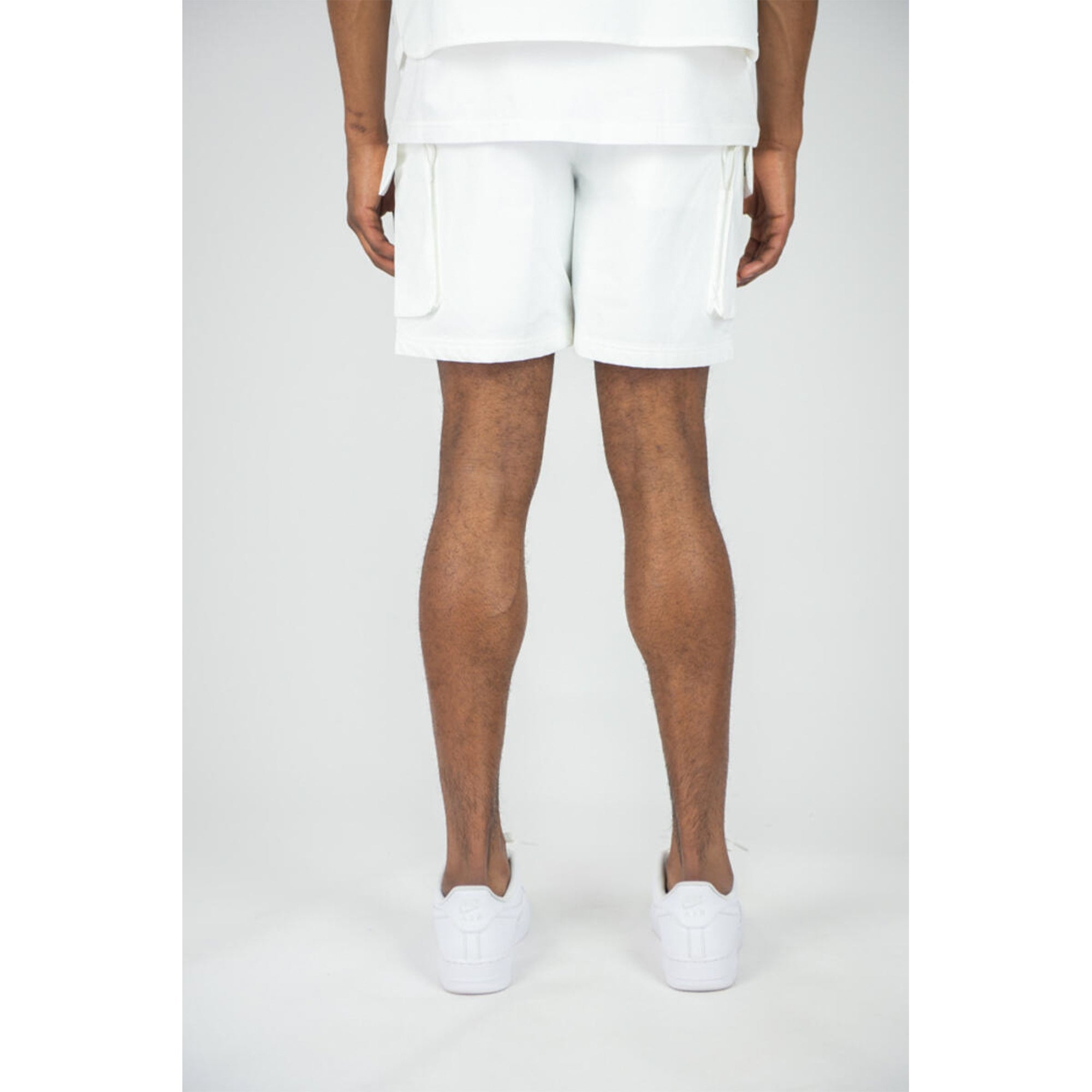 Rebel Minds Men Poly Cargo Pocket Shorts (White)-Nexus Clothing