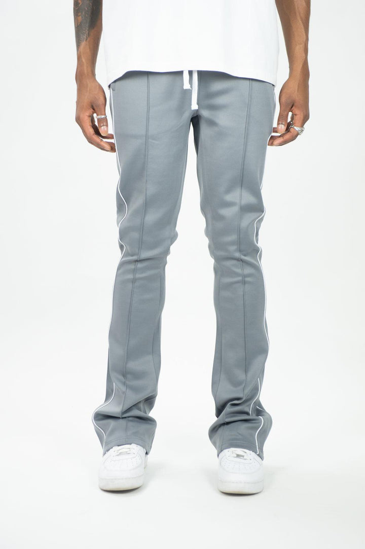 Rebel Minds Men Stacked Striped Track Pants (Grey White)-Nexus Clothing