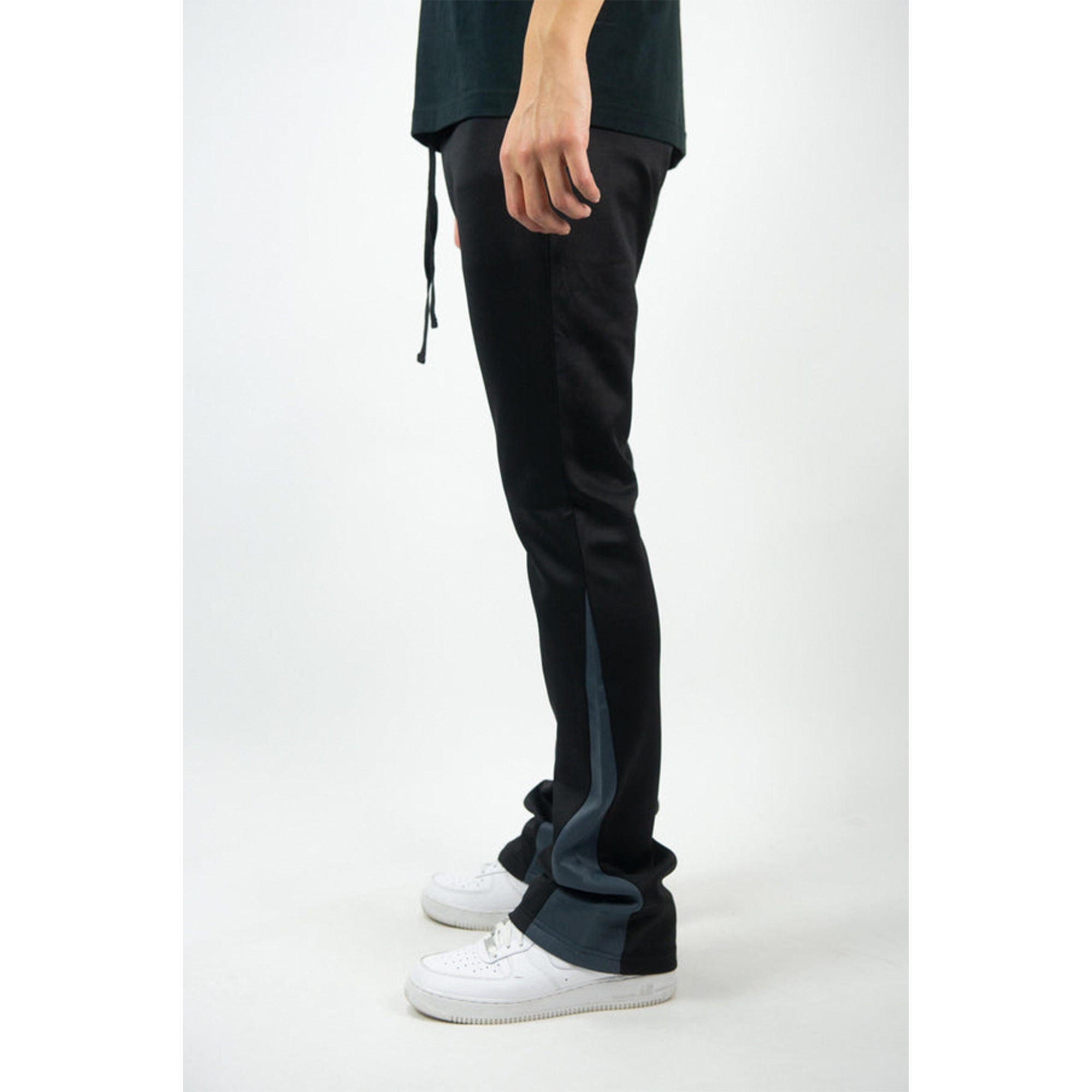 Rebel Minds Men Stacked Track Pants (Black Charcoal)-Nexus Clothing