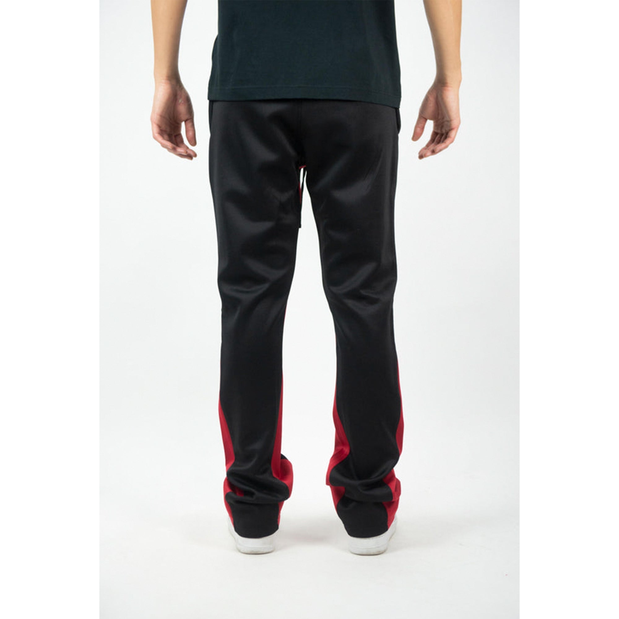 Rebel Minds Men Stacked Track Pants (Black Red)-Nexus Clothing