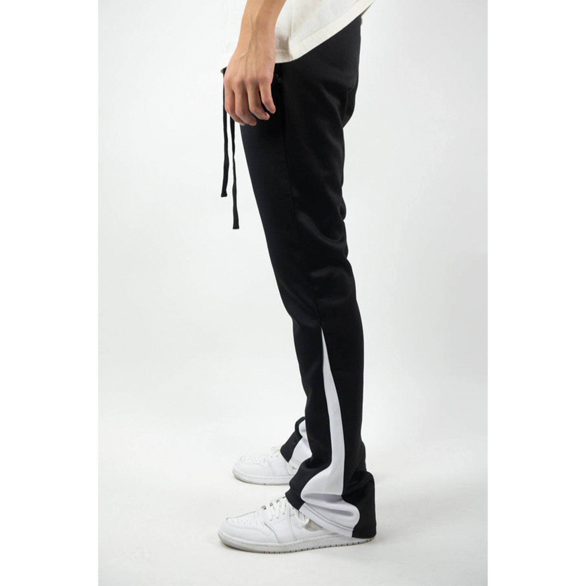 Rebel Minds Men Stacked Track Pants (Black White)-Nexus Clothing