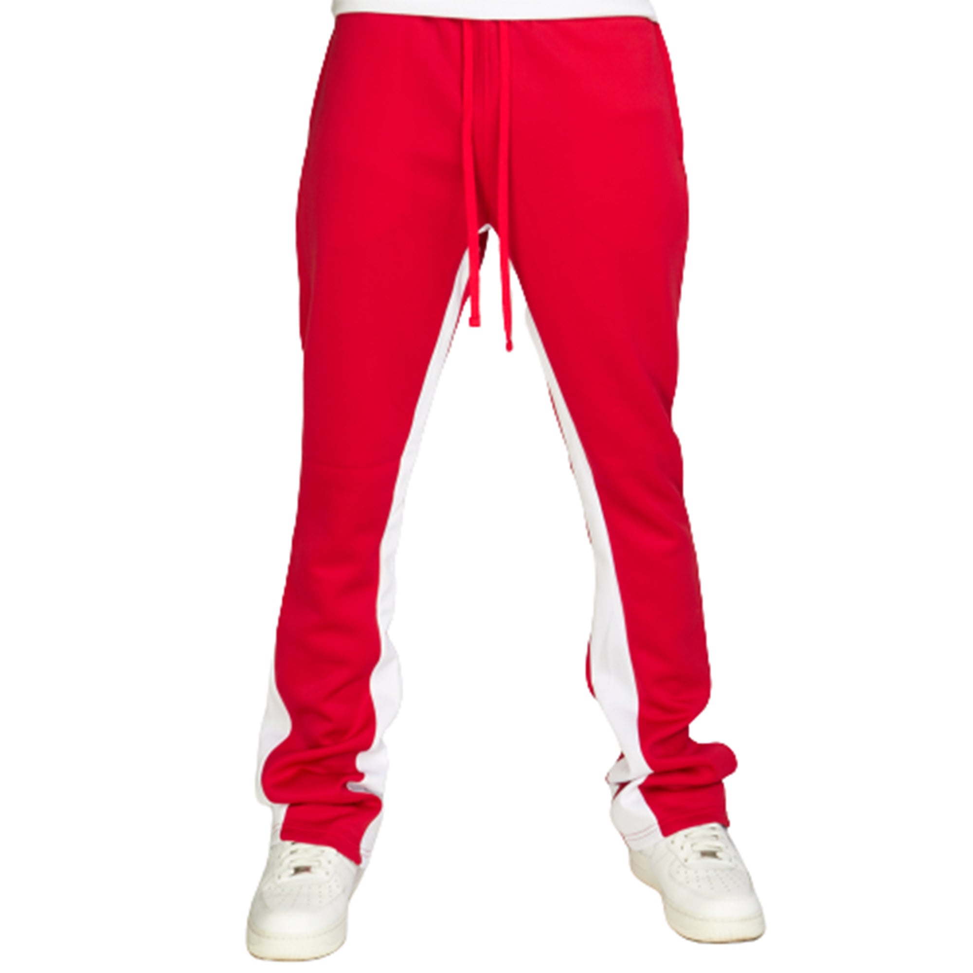Rebel Minds Men Stacked Track Pants (Red White)-Red White-Small-Nexus Clothing