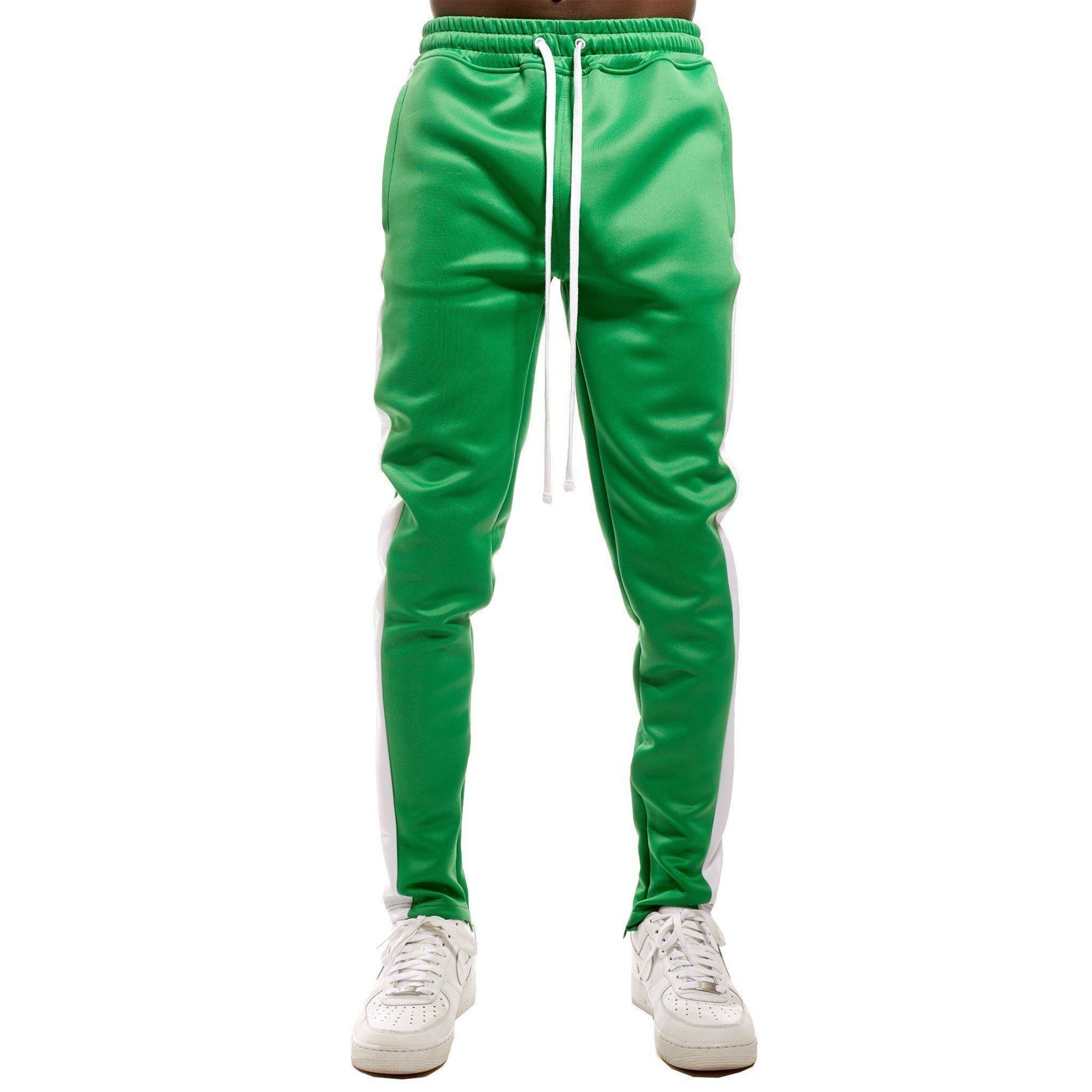 Rebel Minds Men Stacked Track Pants (Kelly Green White)2