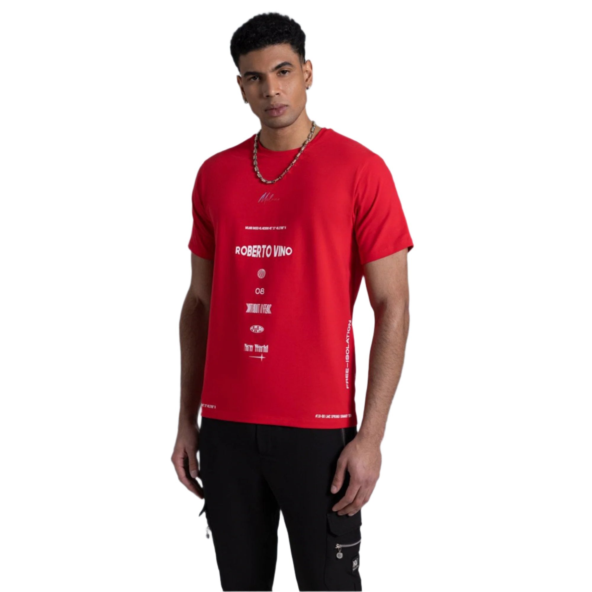 Roberto Vino Milano Men Big logo T-Shirt (Red)-Nexus Clothing