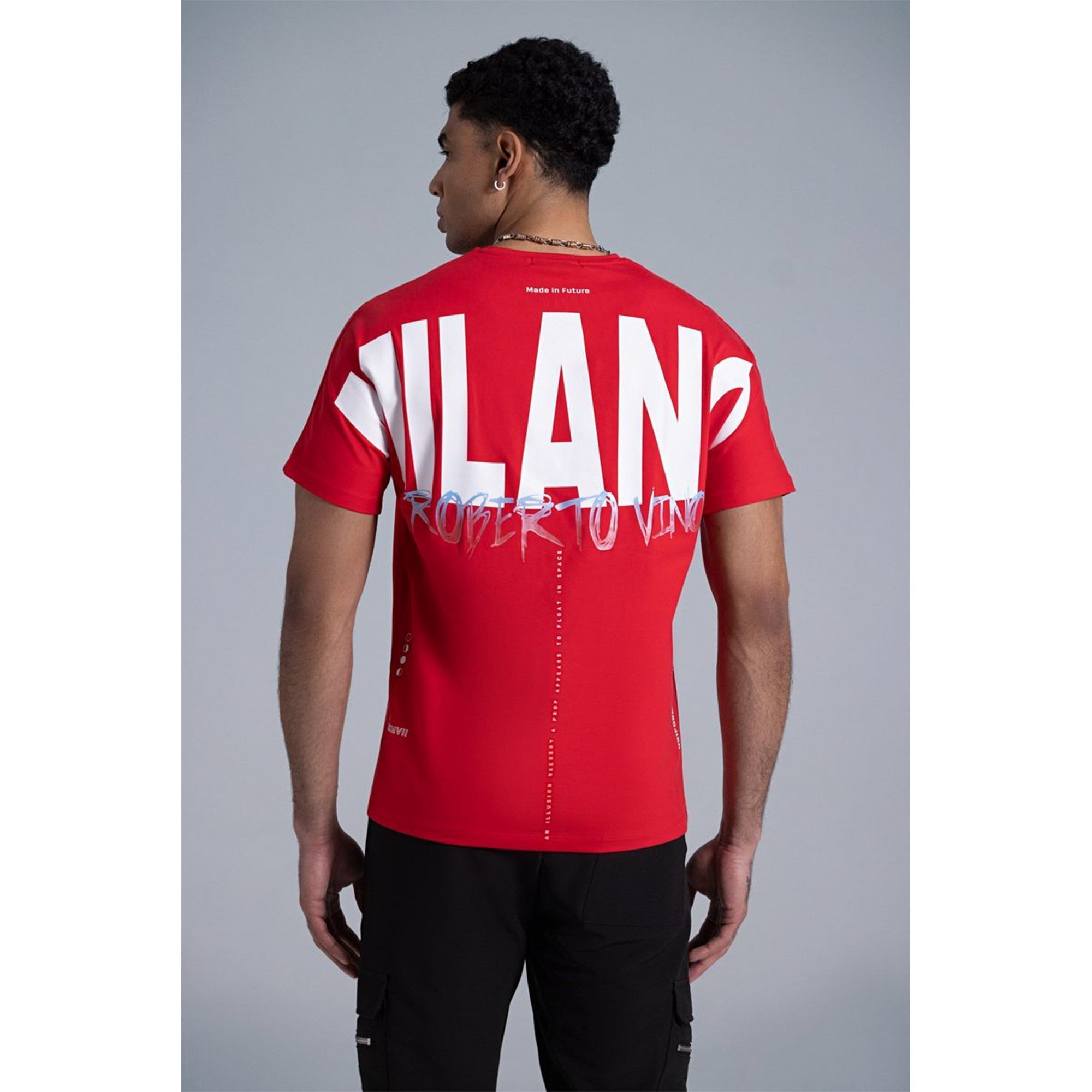 Roberto Vino Milano Men Big logo T-Shirt (Red)-Nexus Clothing