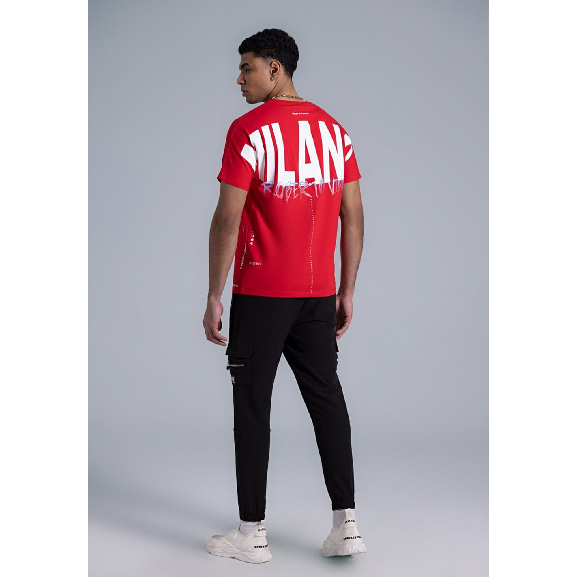 Roberto Vino Milano Men Big logo T-Shirt (Red)-Nexus Clothing