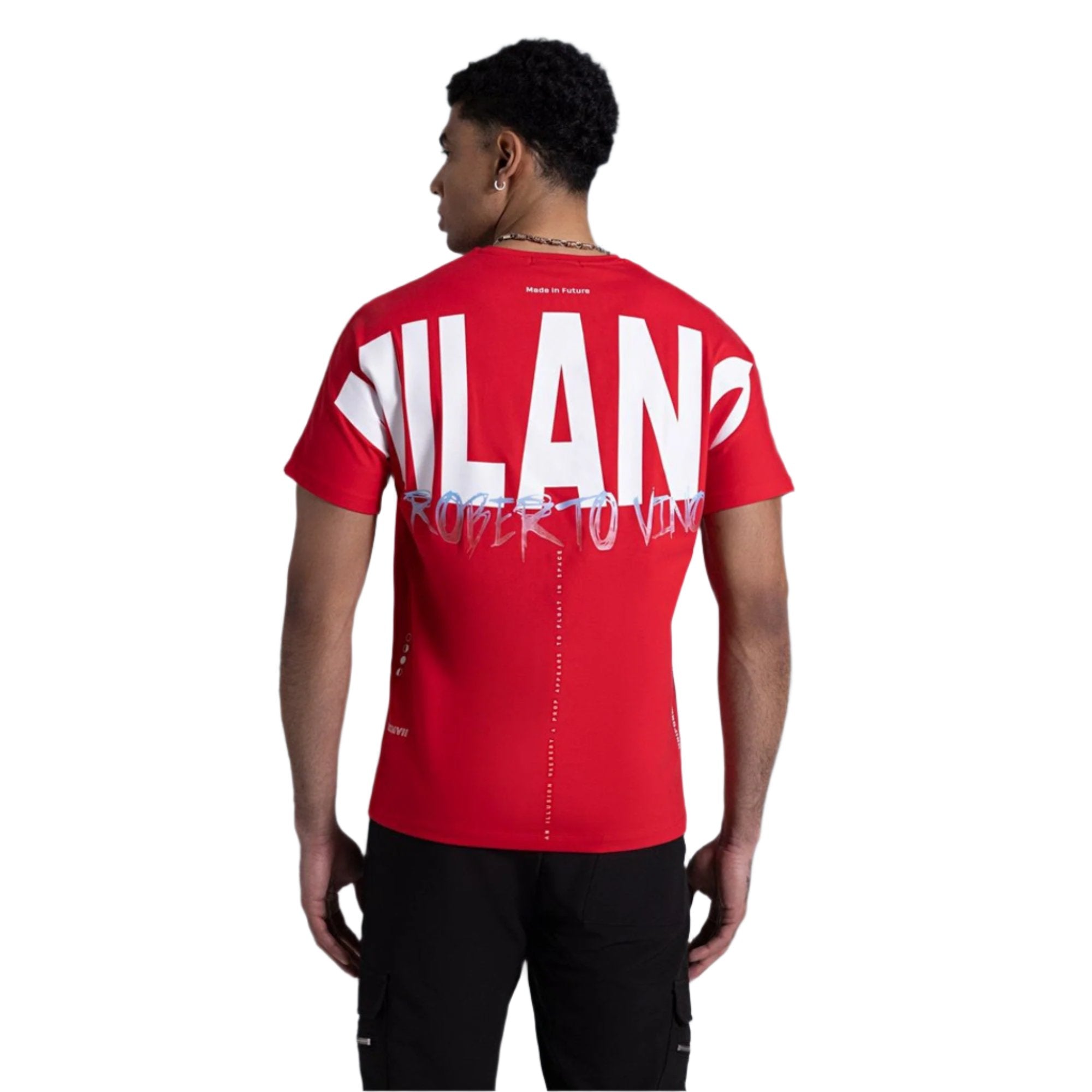 Roberto Vino Milano Men Big logo T-Shirt (Red)-Red-Small-Nexus Clothing