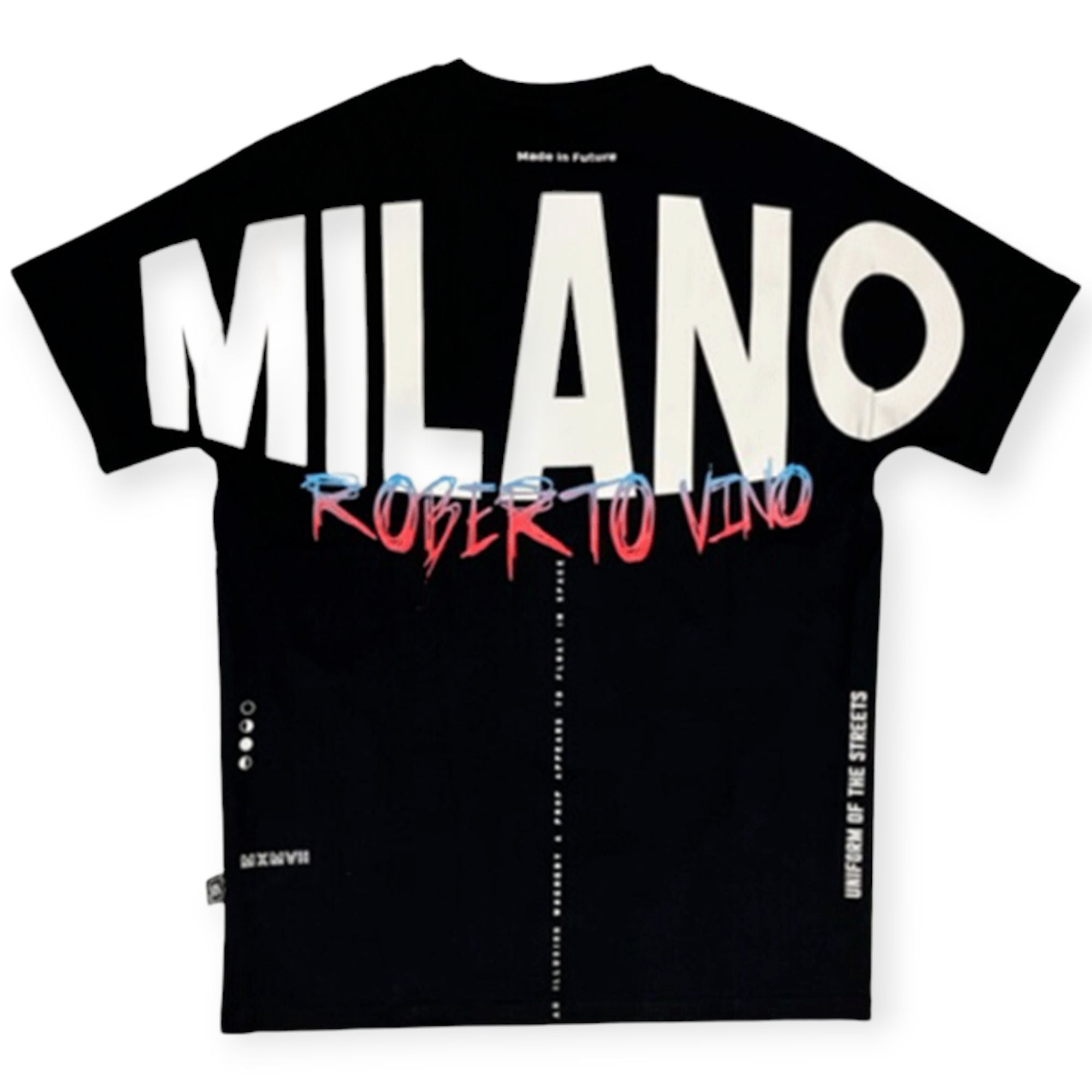 Roberto Vino Milano Men Big logo T-shirt(Black)-Nexus Clothing