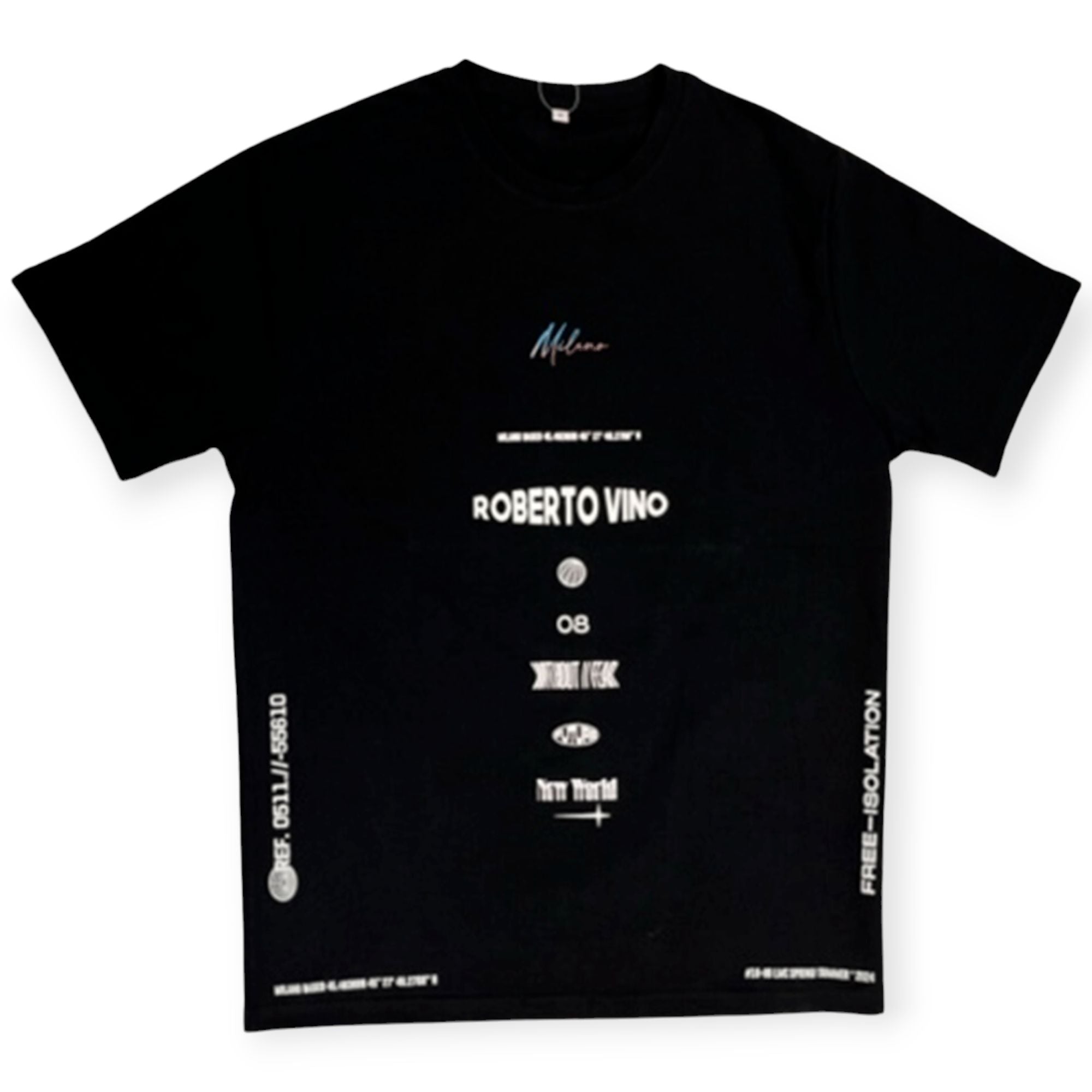 Roberto Vino Milano Men Big logo T-shirt(Black)-Nexus Clothing