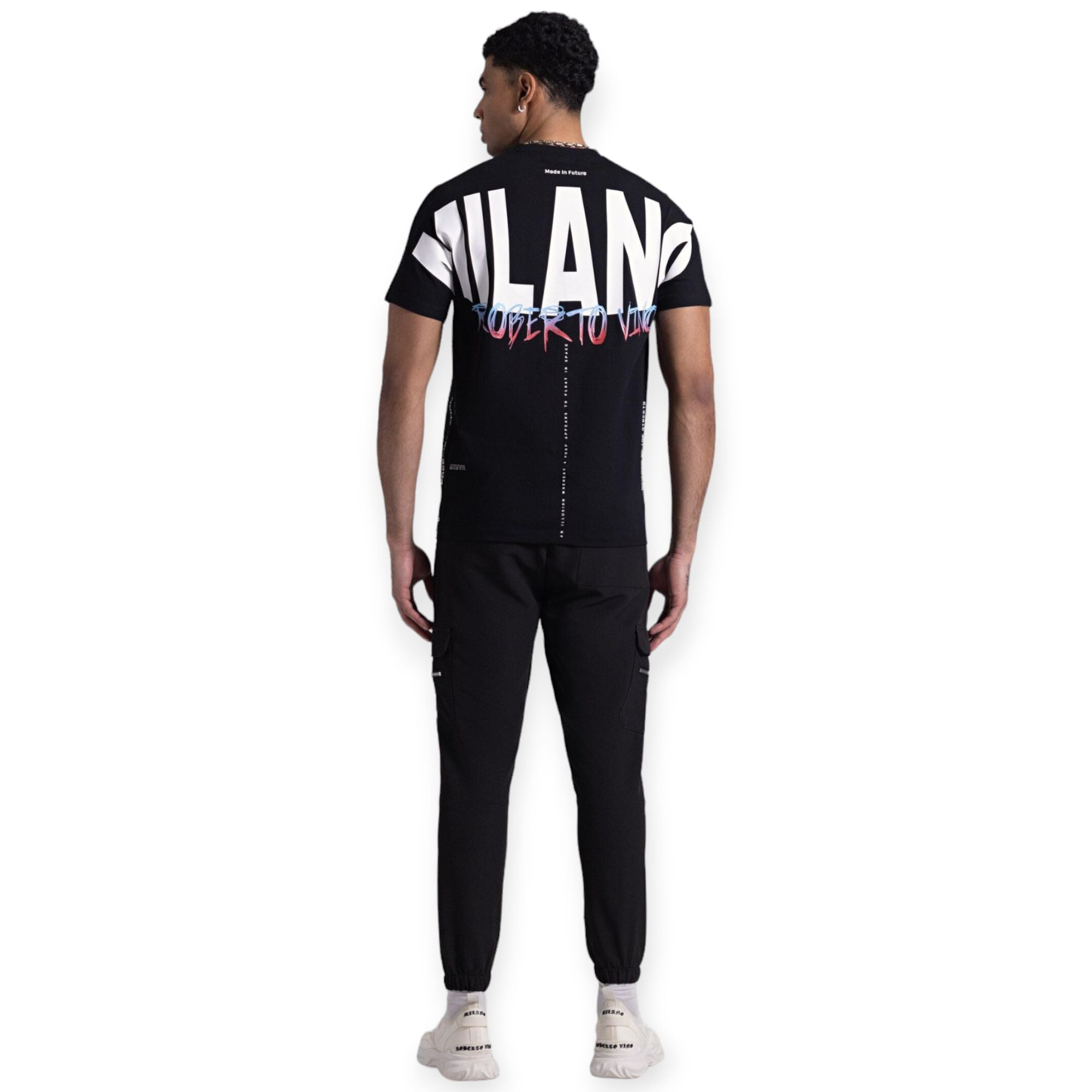 Roberto Vino Milano Men Big logo T-shirt(Black)-Nexus Clothing