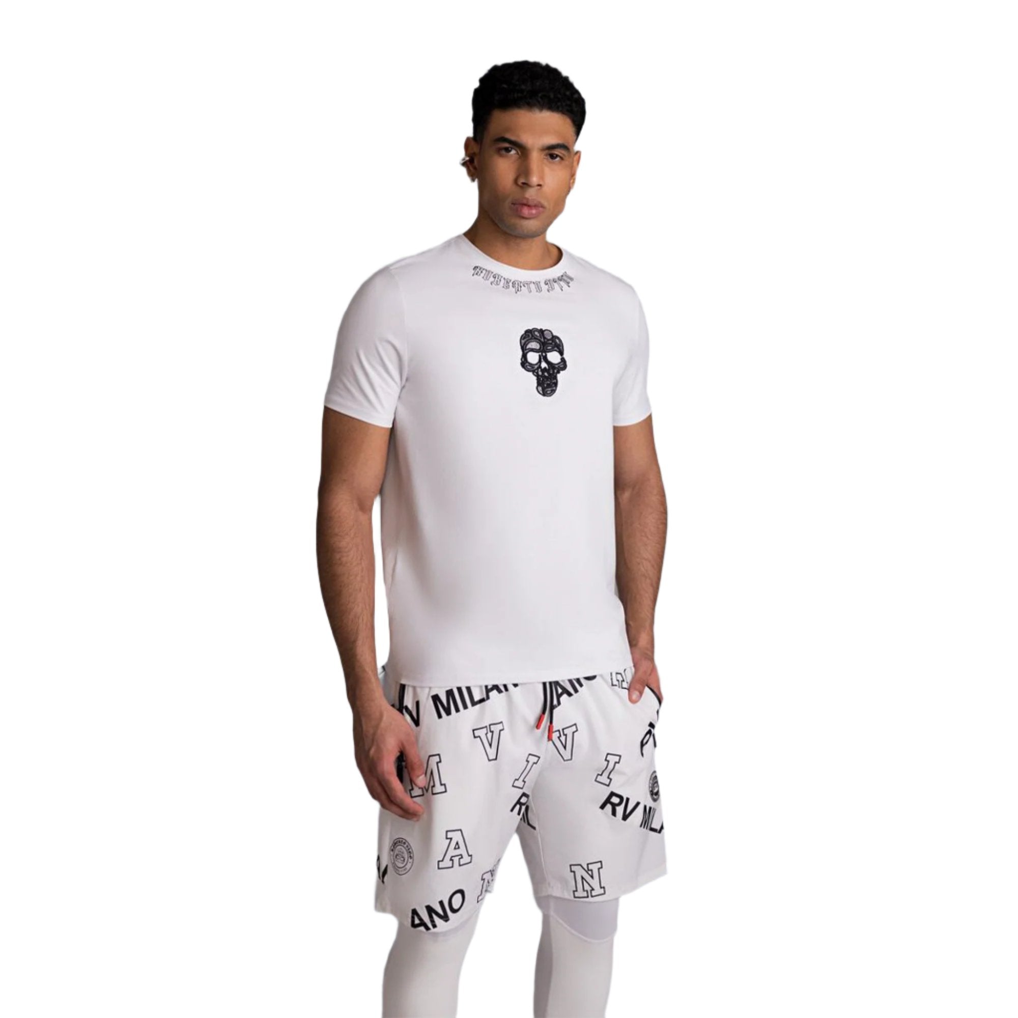 Roberto Vino Milano Men Skull T-shirt (White)-White-XX-Large-Nexus Clothing