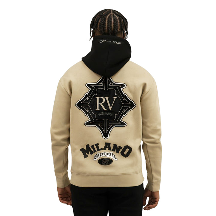 Roberto Vino Milano Men Strength Pull Over Hoodie (Beige)-Nexus Clothing