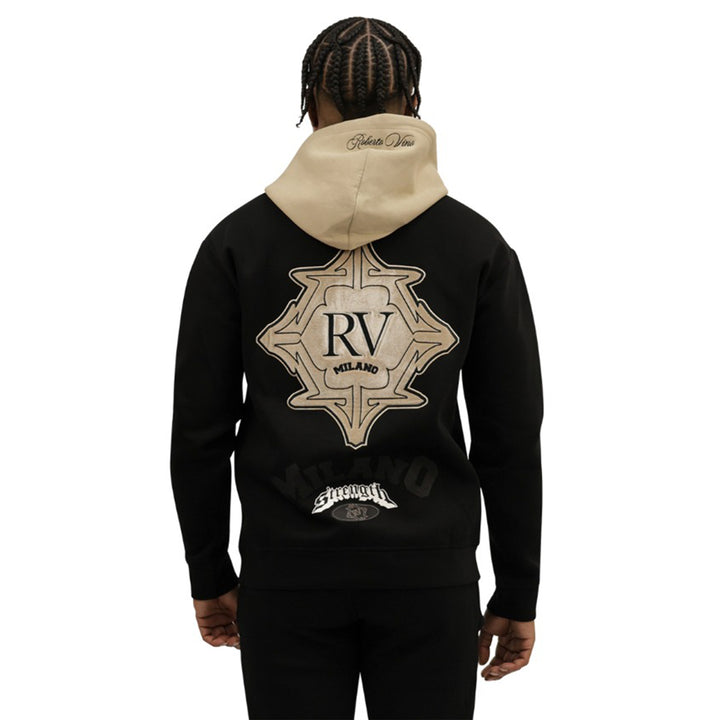 Roberto Vino Milano Men Strength Pull Over Hoodie (Black)-Nexus Clothing