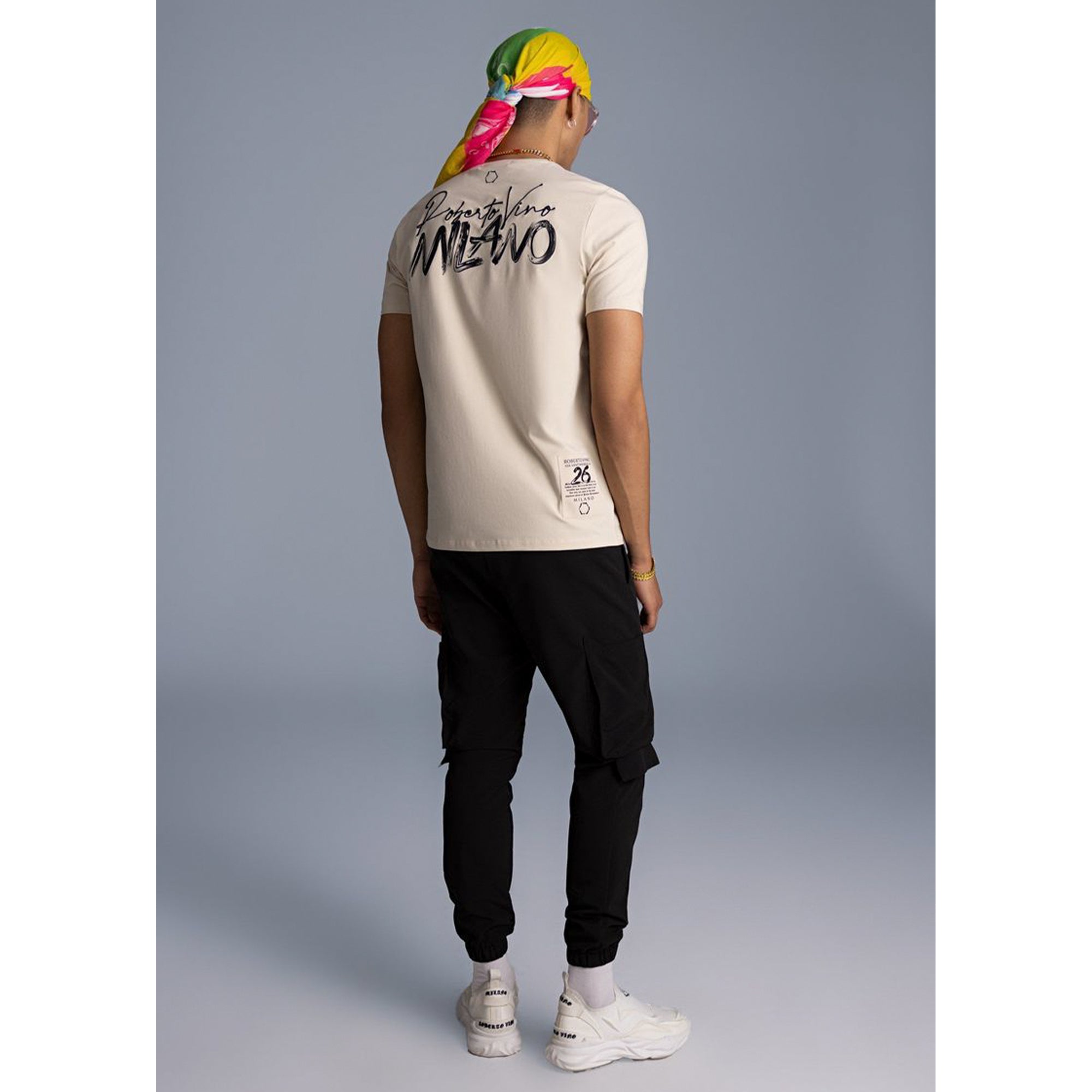 Roberto Vino Milano Men Vino Moda T-Shirt (Beige)-Nexus Clothing