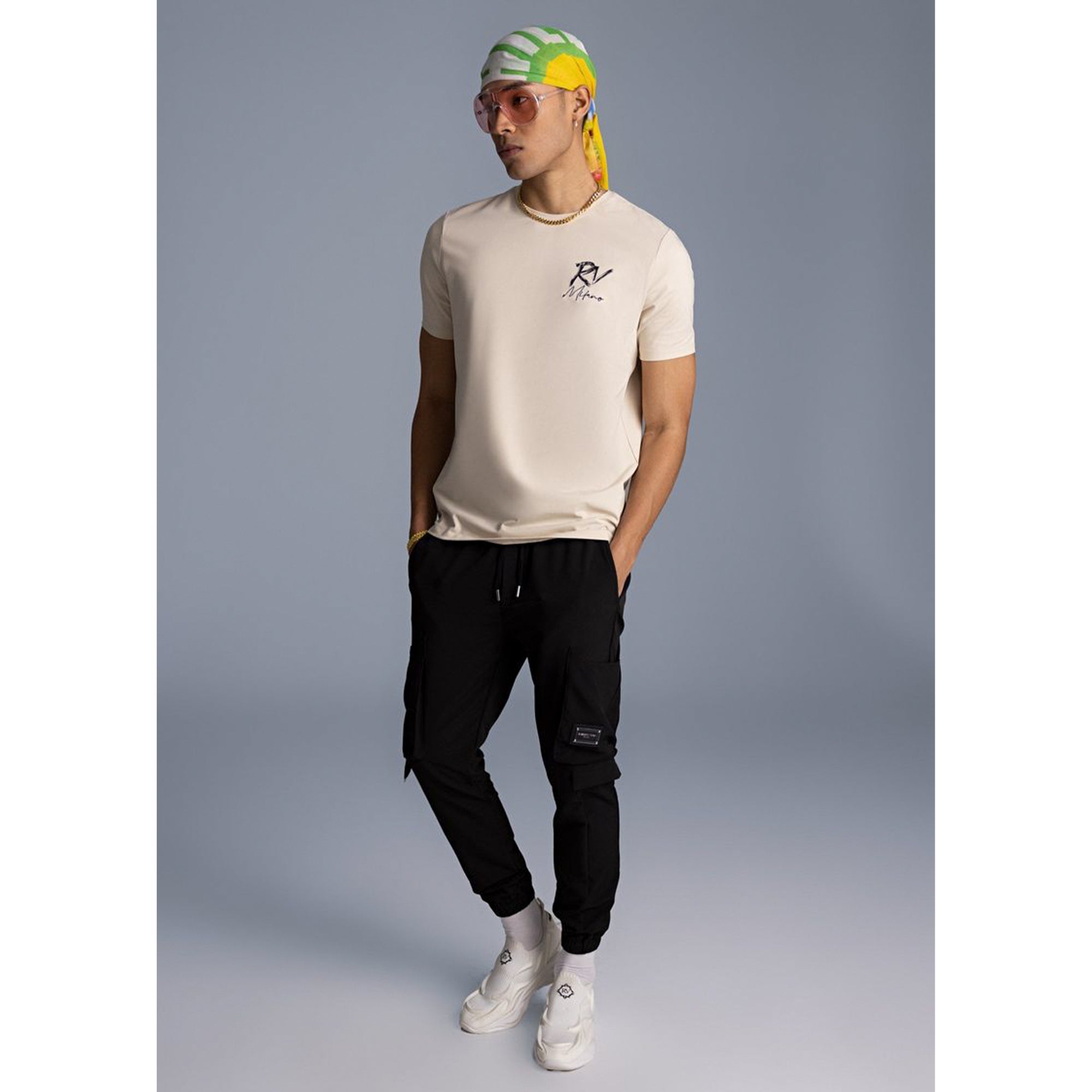 Roberto Vino Milano Men Vino Moda T-Shirt (Beige)-Nexus Clothing