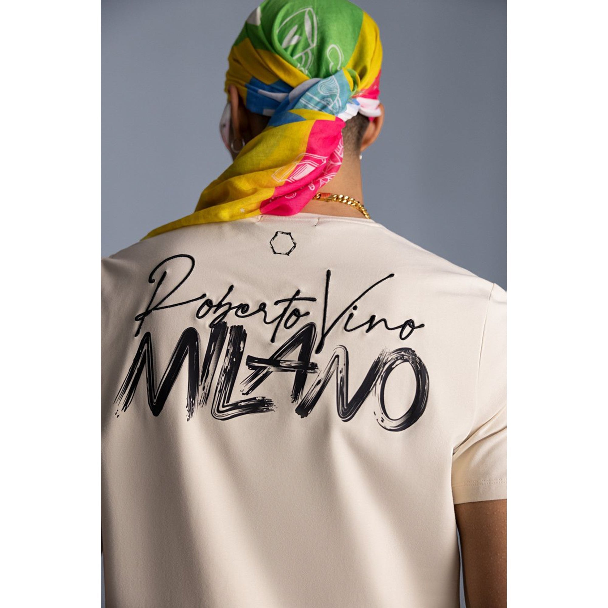 Roberto Vino Milano Men Vino Moda T-Shirt (Beige)-Nexus Clothing