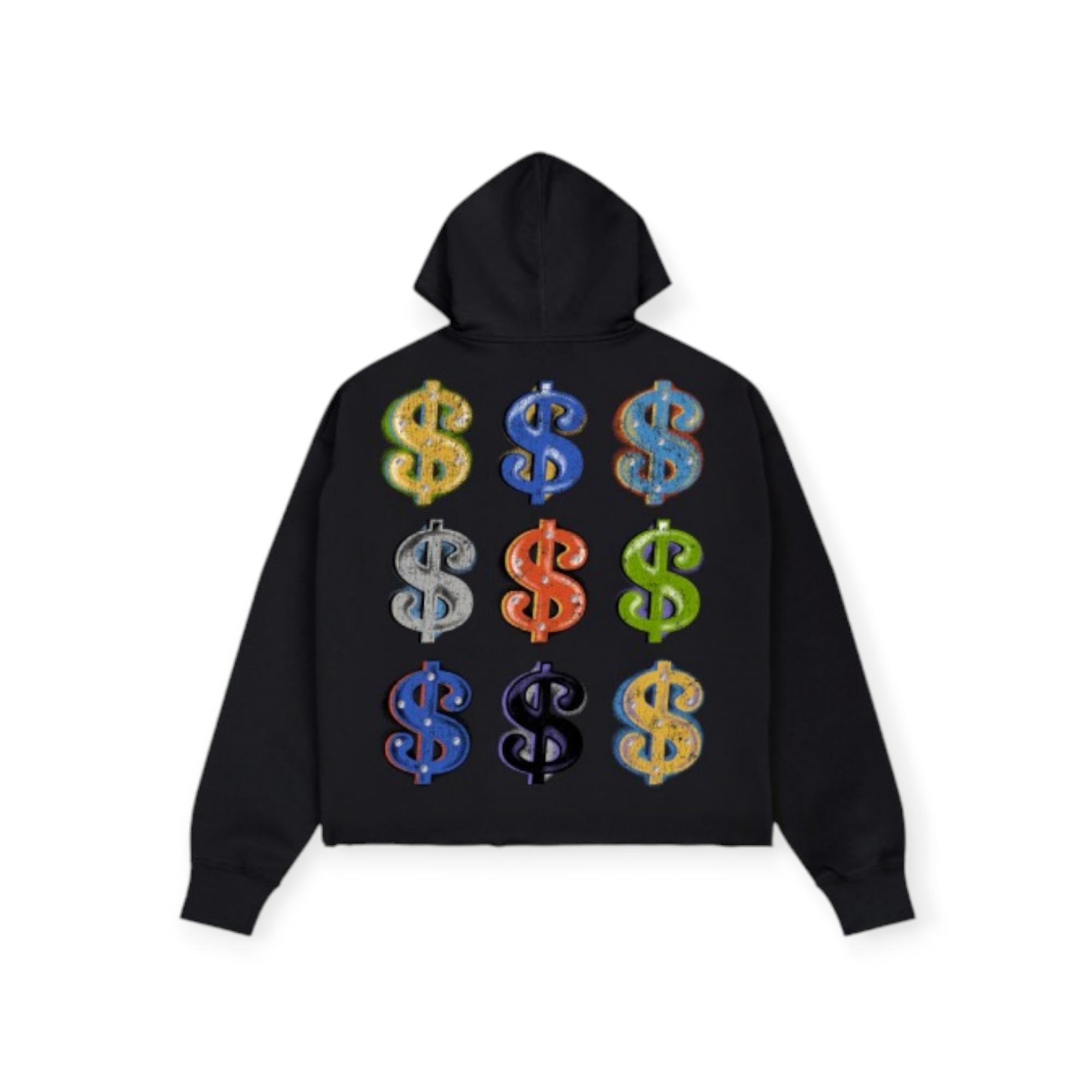 Roku Studio Men Hoodie Cash Flow King Cropped Drop Shoulder (Black)