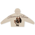 Roku Studio Men Diamond Lover Cropped Drop Shoulder Hoodie With Rhinestone (Taupe)