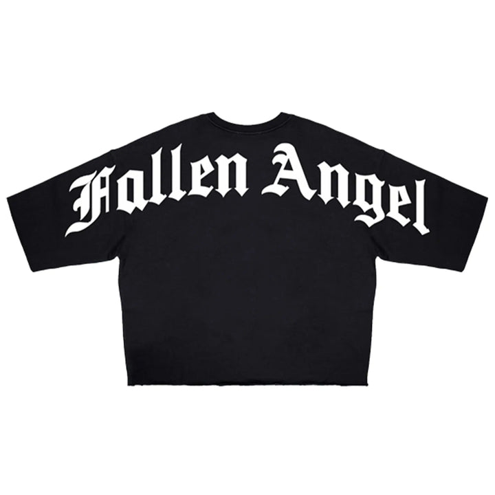 Roku Studio Men Fallen Angel Crop Top Drop Shoulder Crewneck (Black)-Nexus Clothing