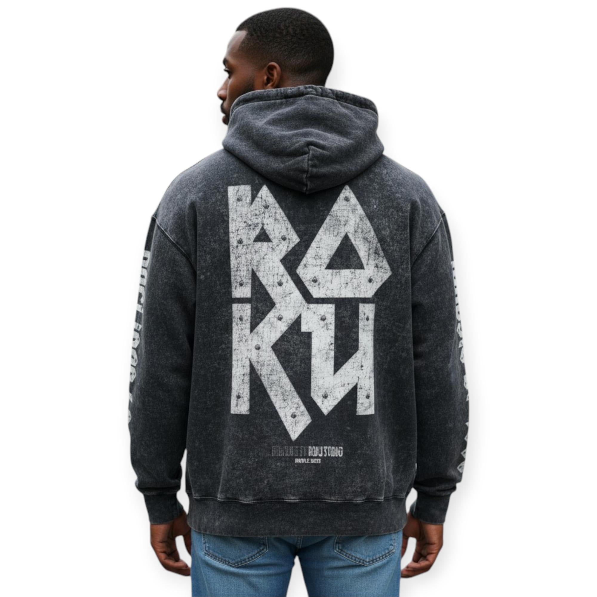 Roku Studio Hoodie Men Riot Spirit Enzyme Wash Cropped (Washed Black)