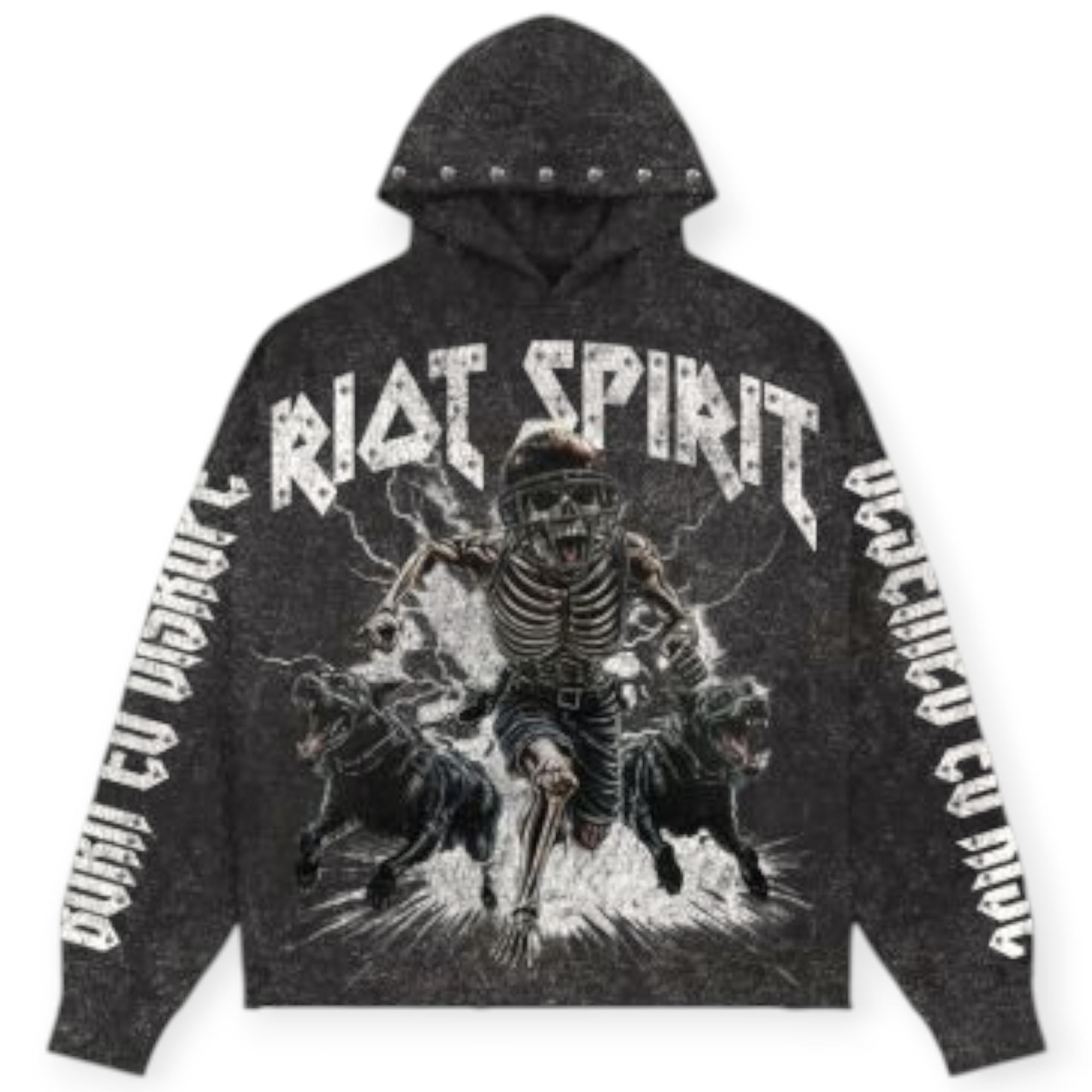 Roku Studio Hoodie Men Riot Spirit Enzyme Wash Cropped (Washed Black)