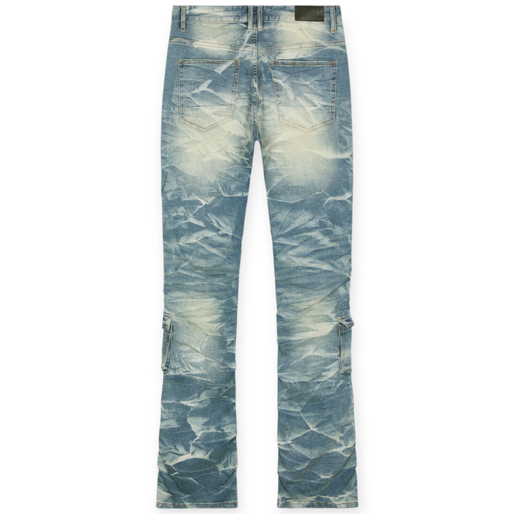 Smoke Rise Men Crankle Effect Jeans (Clyde Blue)-Nexus Clothing