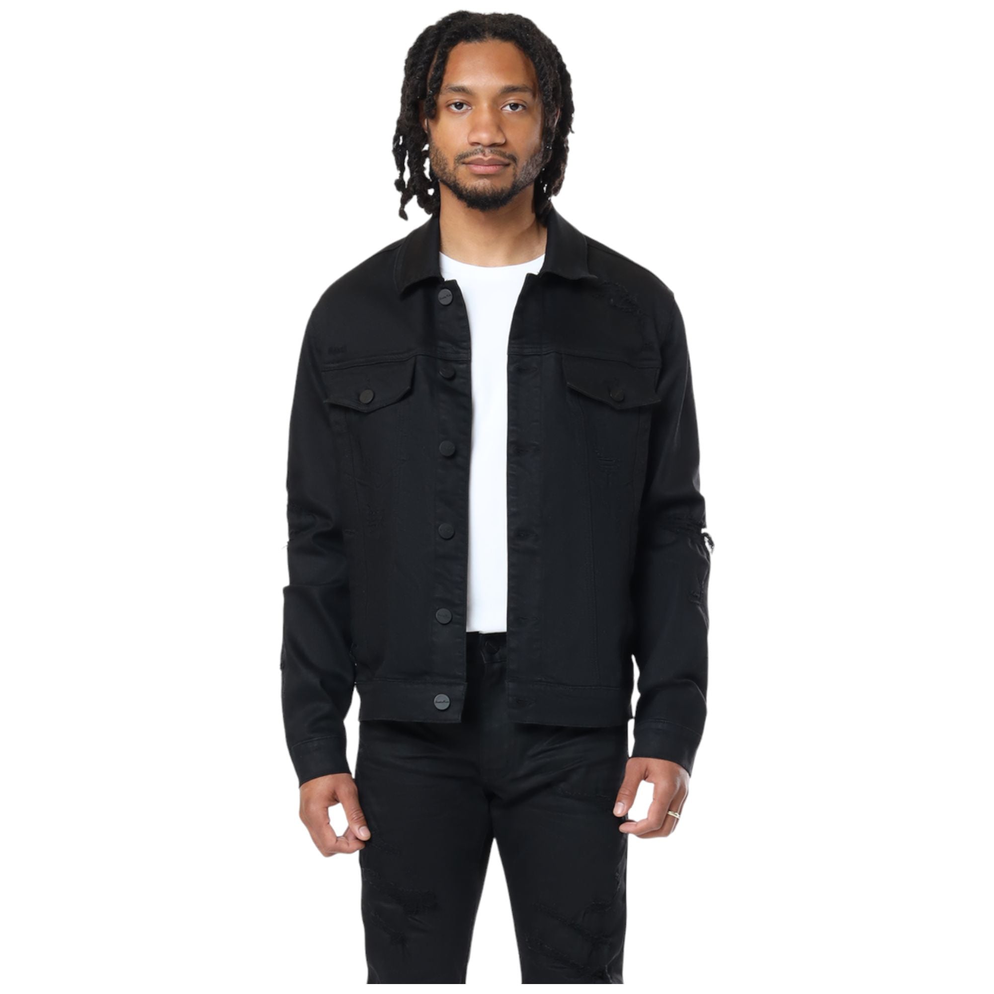 Smoke Rise Men Denim Jacket(Jet Black)-Jet Black-Small-Nexus Clothing