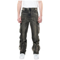 Smoke Rise Men Handle Cargo Pocket Jean(Black Dust)