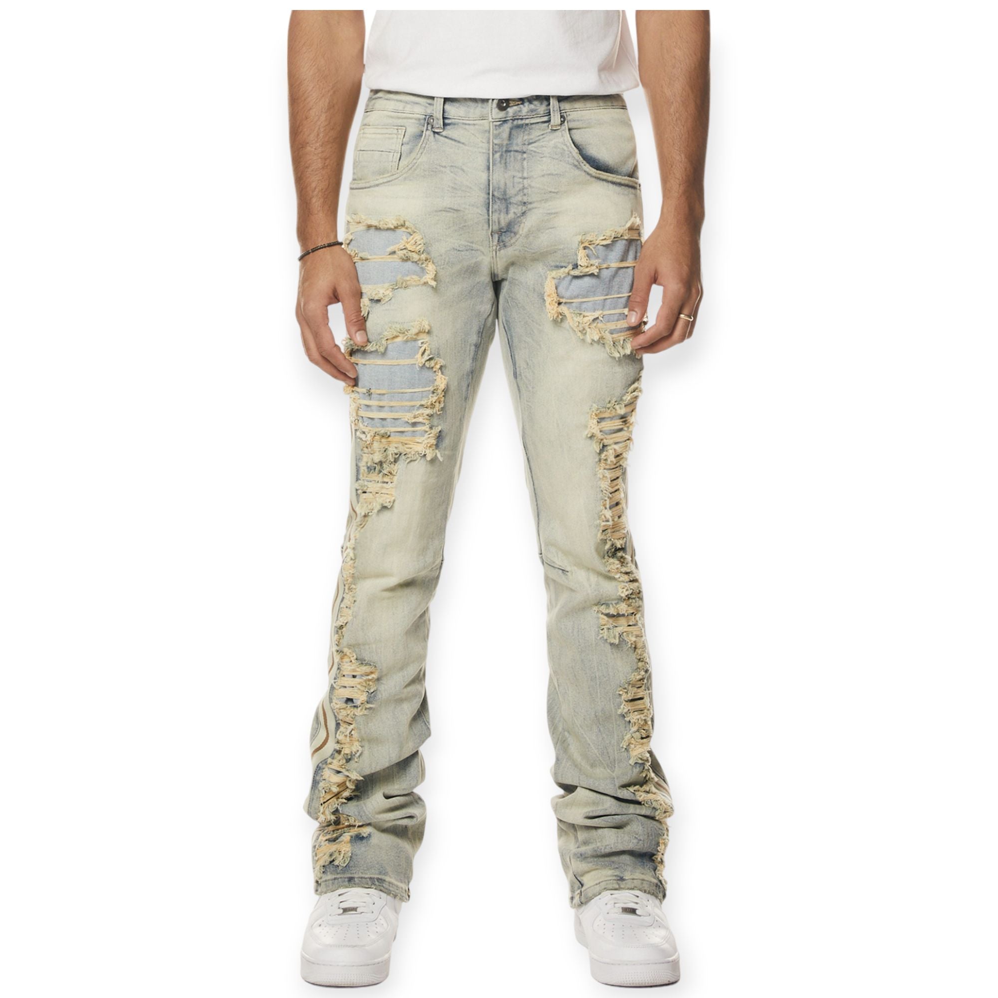 Smoke Rise Men Laser Striped Jeans (Maison Blue)-Maison Blue-32W x 36L-Nexus Clothing