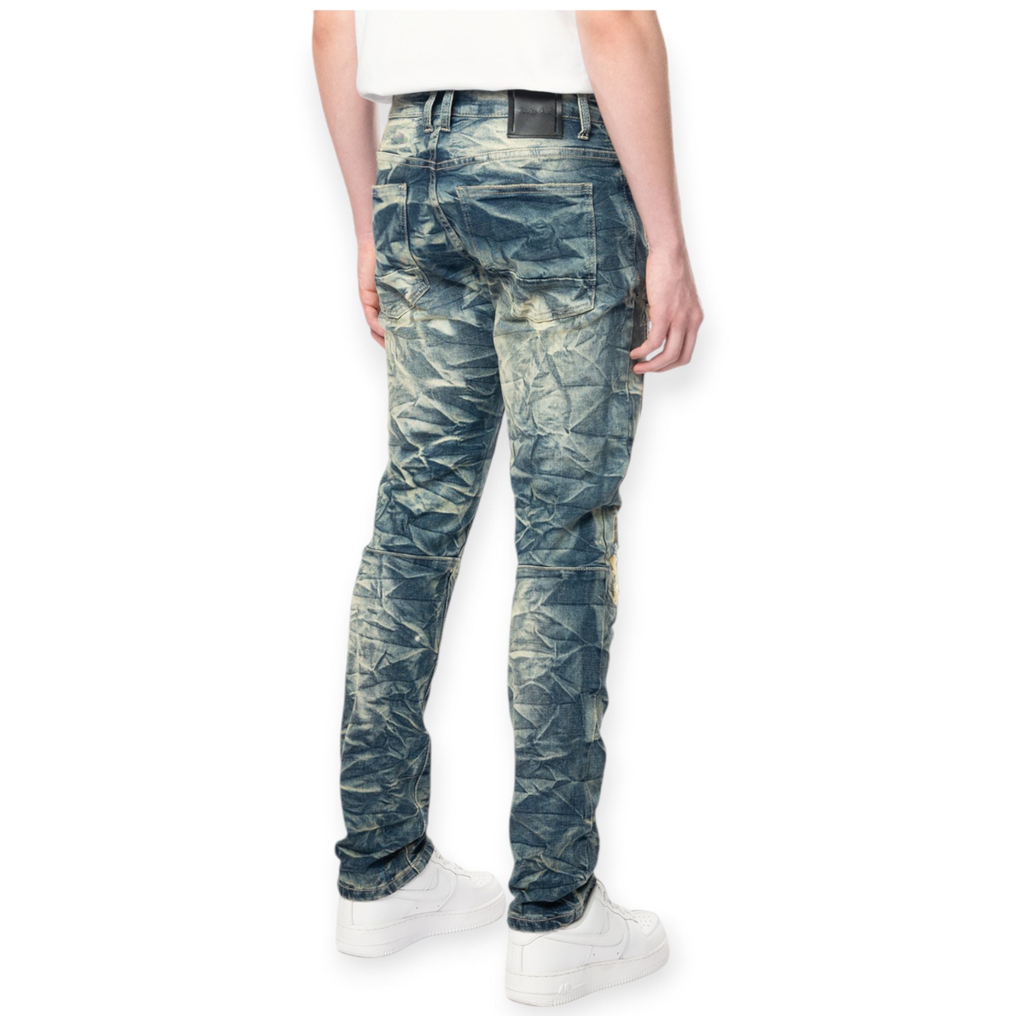 Smoke Rise Men Varsity Patch Jeans(Alley Blue)-Nexus Clothing