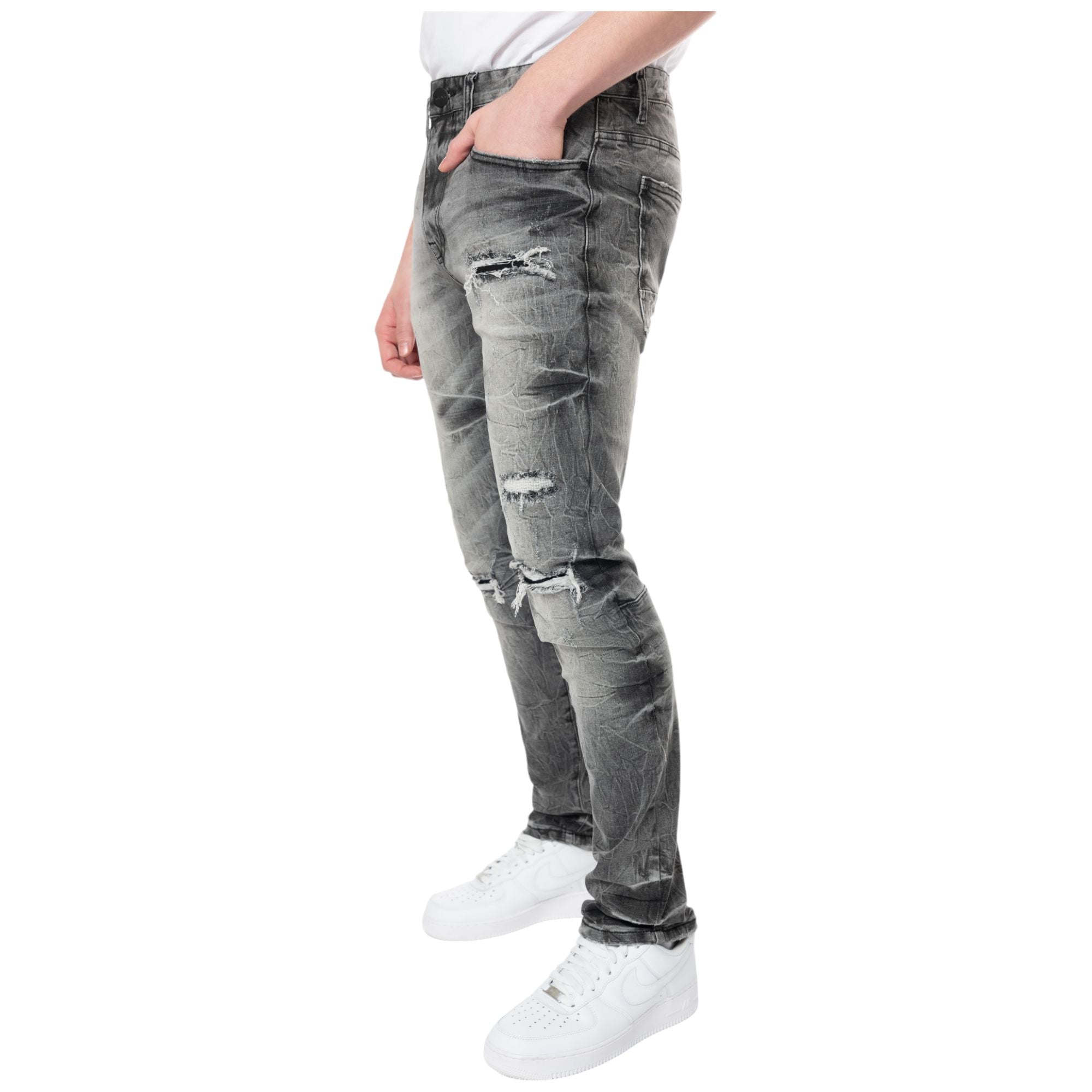 Smoke Rise Men Wave Effect Jeans(Eris Grey)-Nexus Clothing