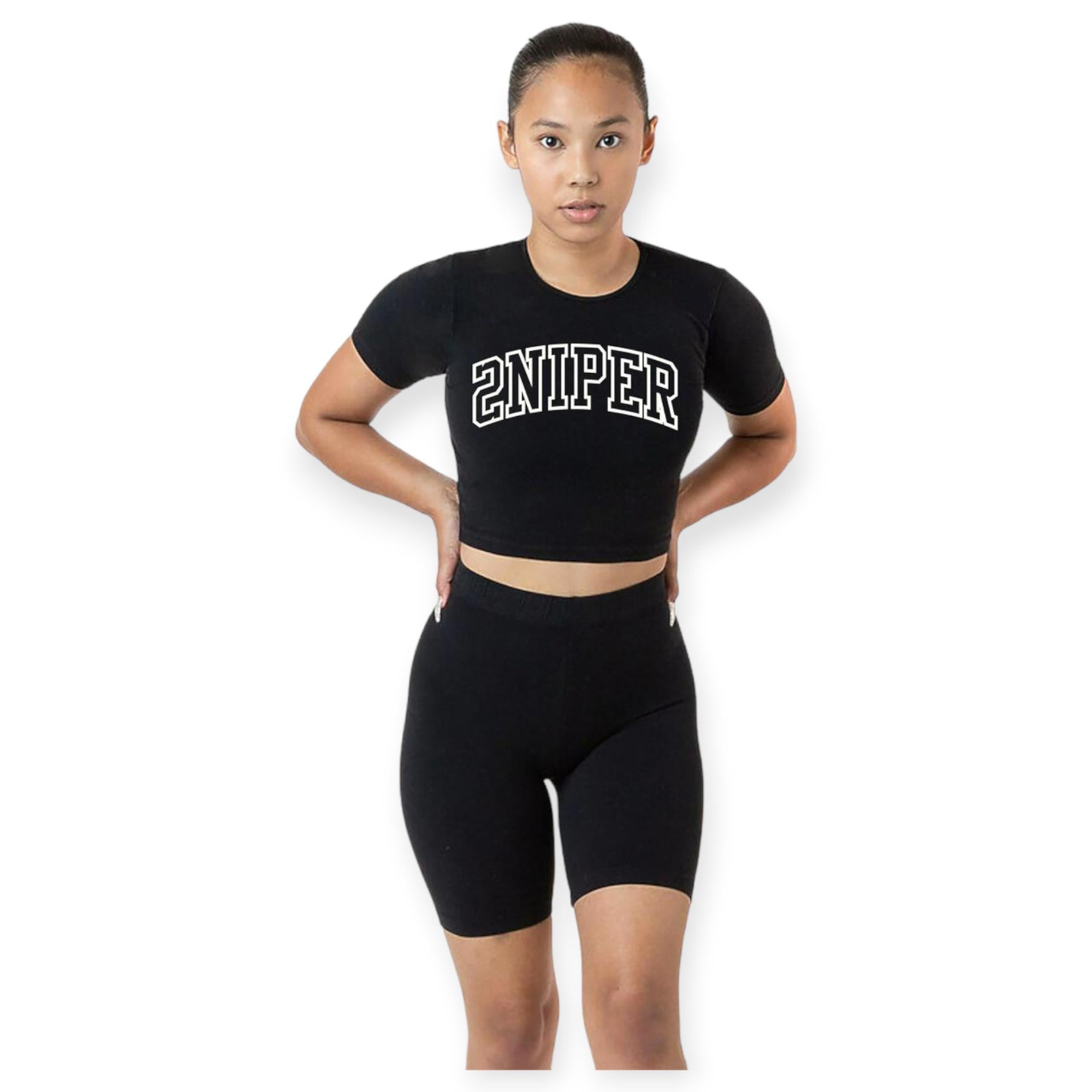 Sniper Gang Women Varsity-2pcSet Shorts (Black)-Black-X-Large-Nexus Clothing