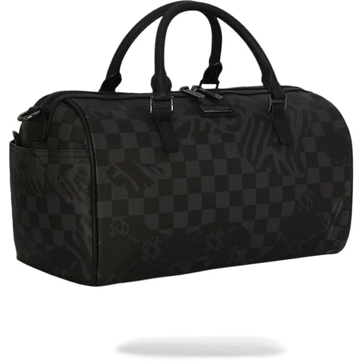 SprayGround Men 3AM Check Mini Duffle Spring 2025 Mini Duffel (Black Charcoal)-Nexus Clothing