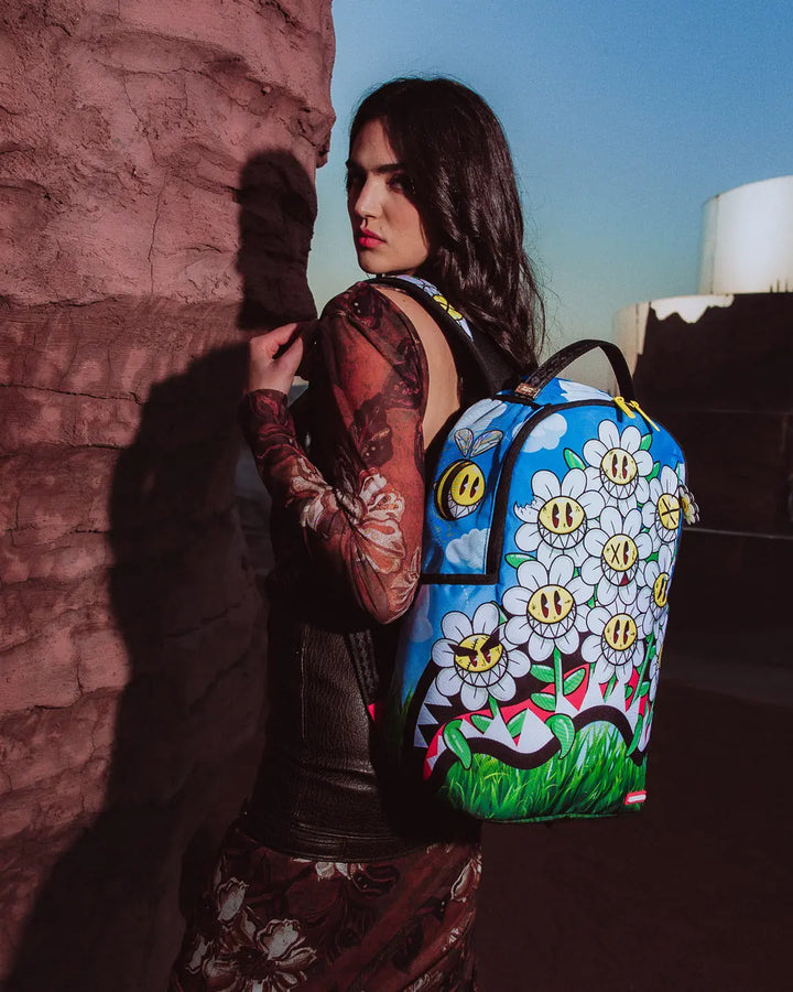 SprayGround Men Crazy Daisies Backpack Spring 2025 (Blue yellow Multi)