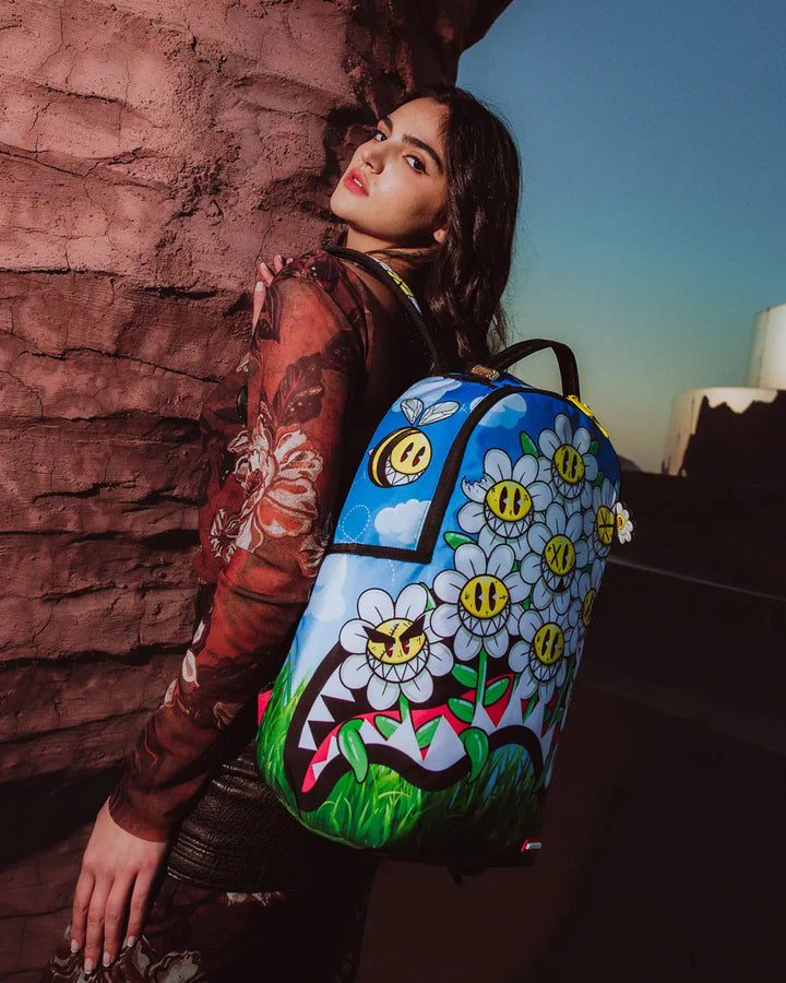 SprayGround Men Crazy Daisies Backpack Spring 2025 (Blue yellow Multi)