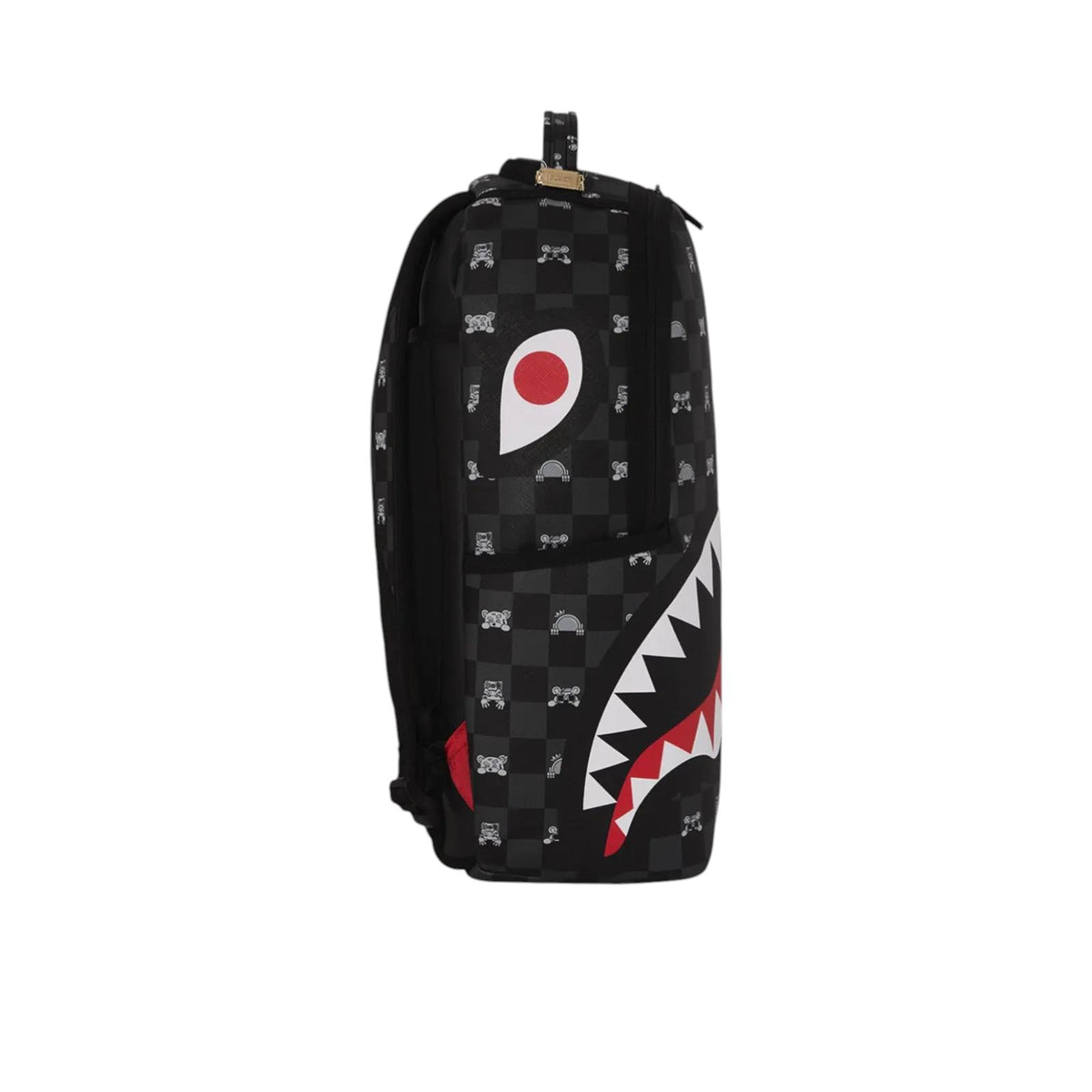 SprayGround Men Grey Peeking Character Check Backpack Black Grey