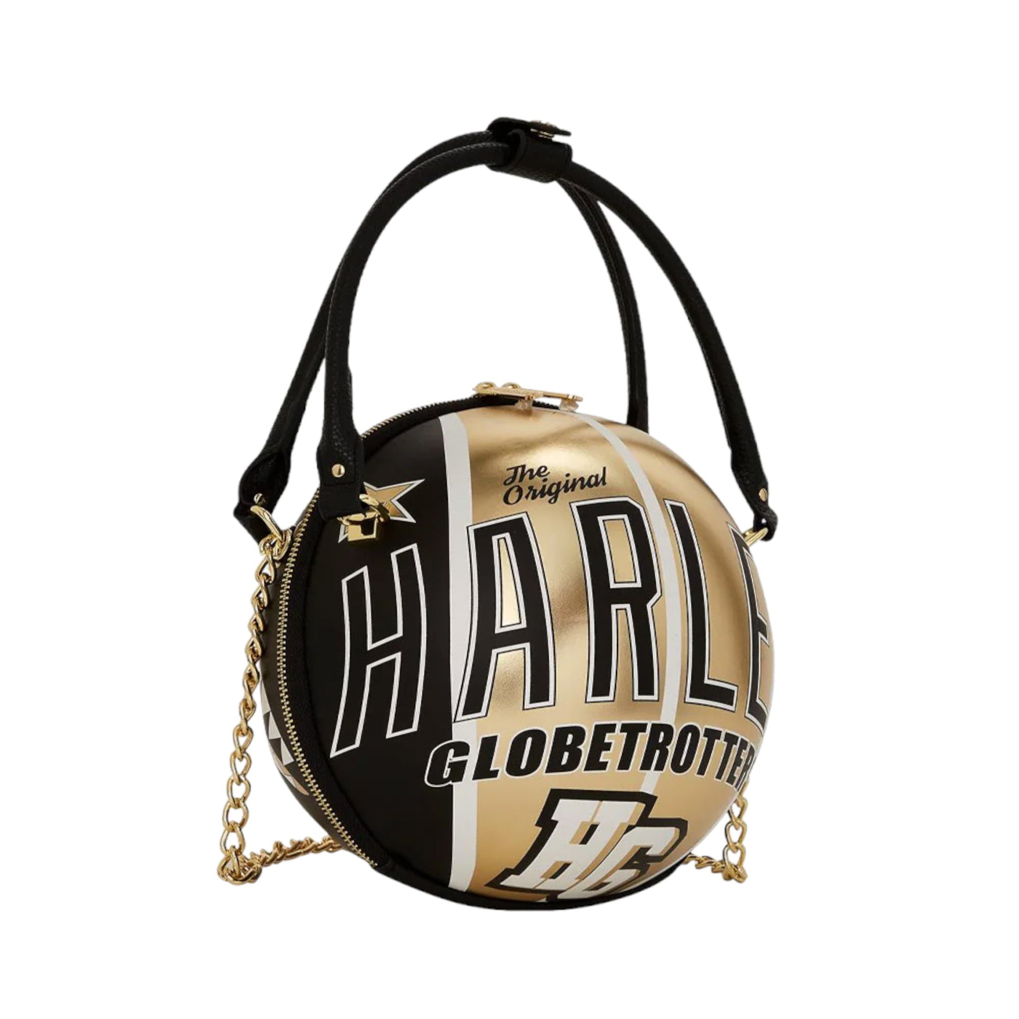 SprayGround Men Harlem Globetrotters Basketball shaped bag (Black Gold)-Black Gold-OneSize-Nexus Clothing