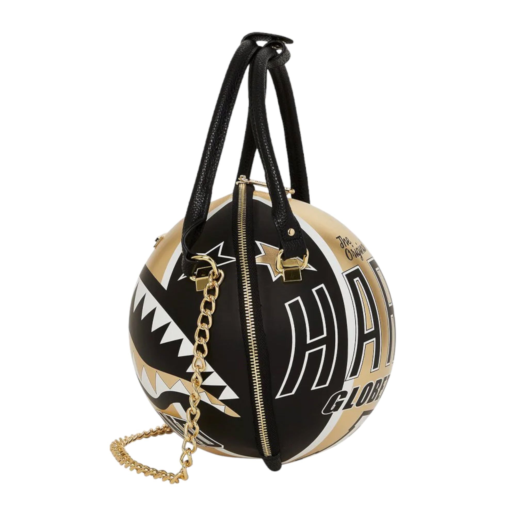 SprayGround Men Harlem Globetrotters Basketball shaped bag (Black Gold)-Black Gold-OneSize-Nexus Clothing