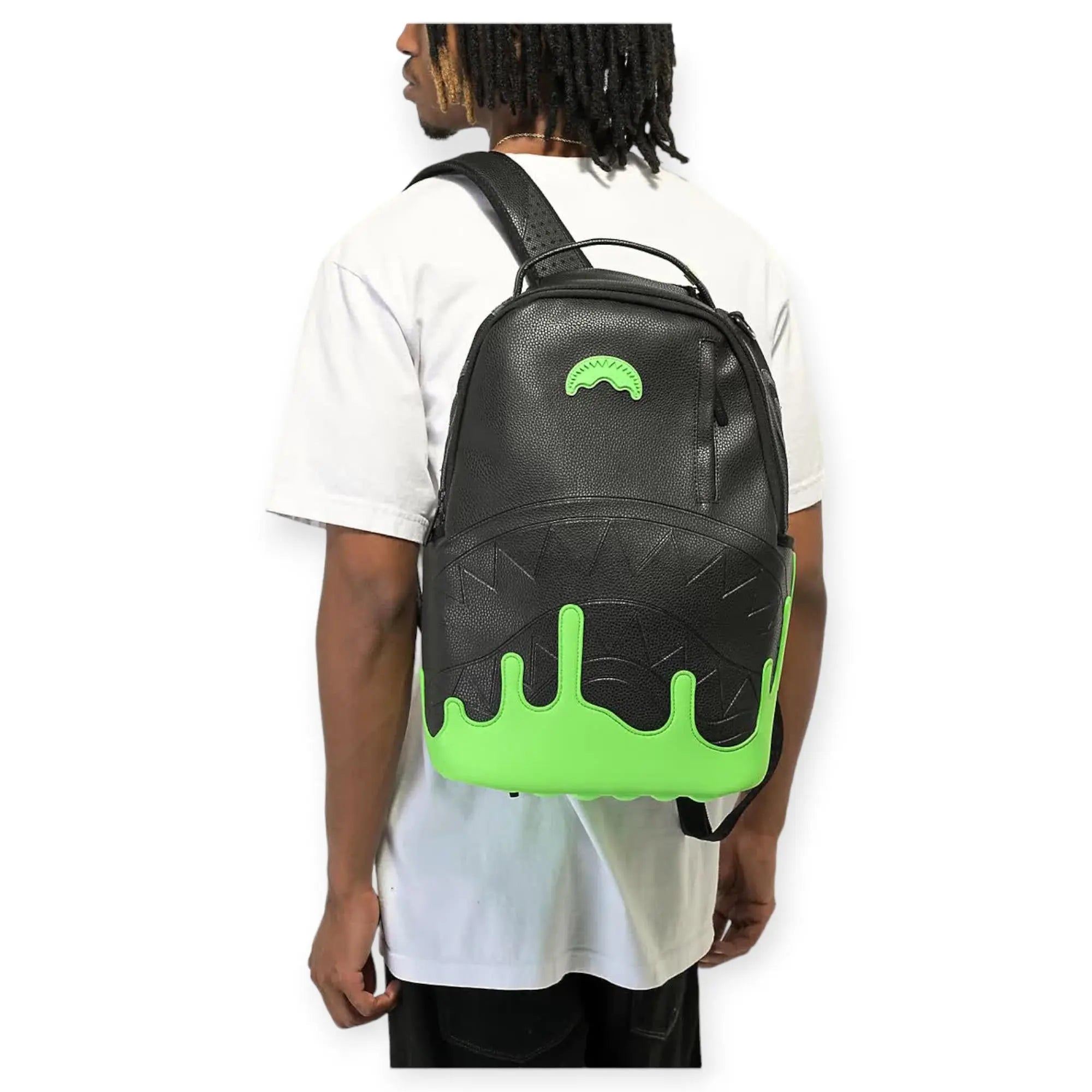 SprayGround Bag Men Up Drip Backpack (Black Green)