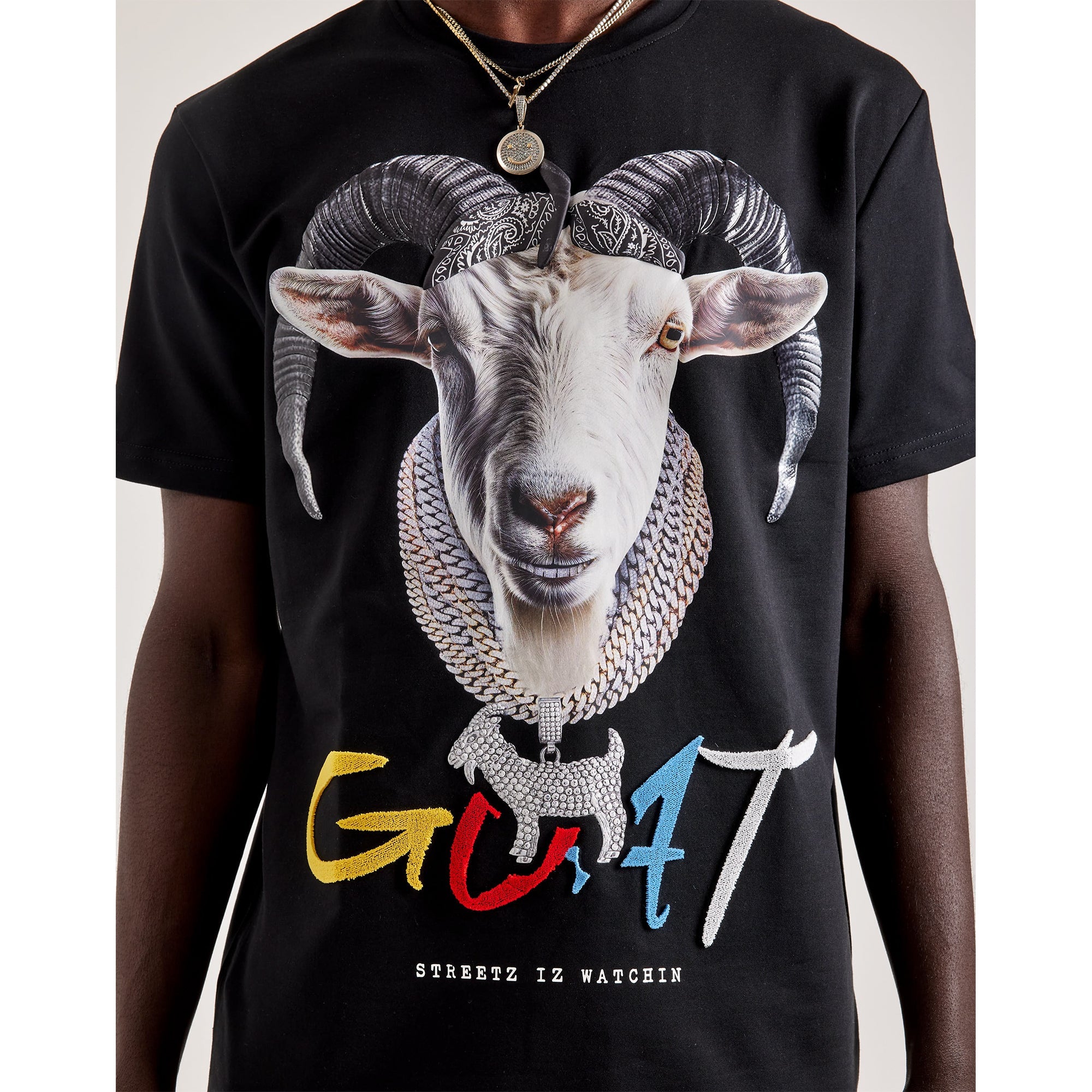 Streetz Iz Watchin Men Goat 3 SS Tee (Black) Streetz Iz Watchin