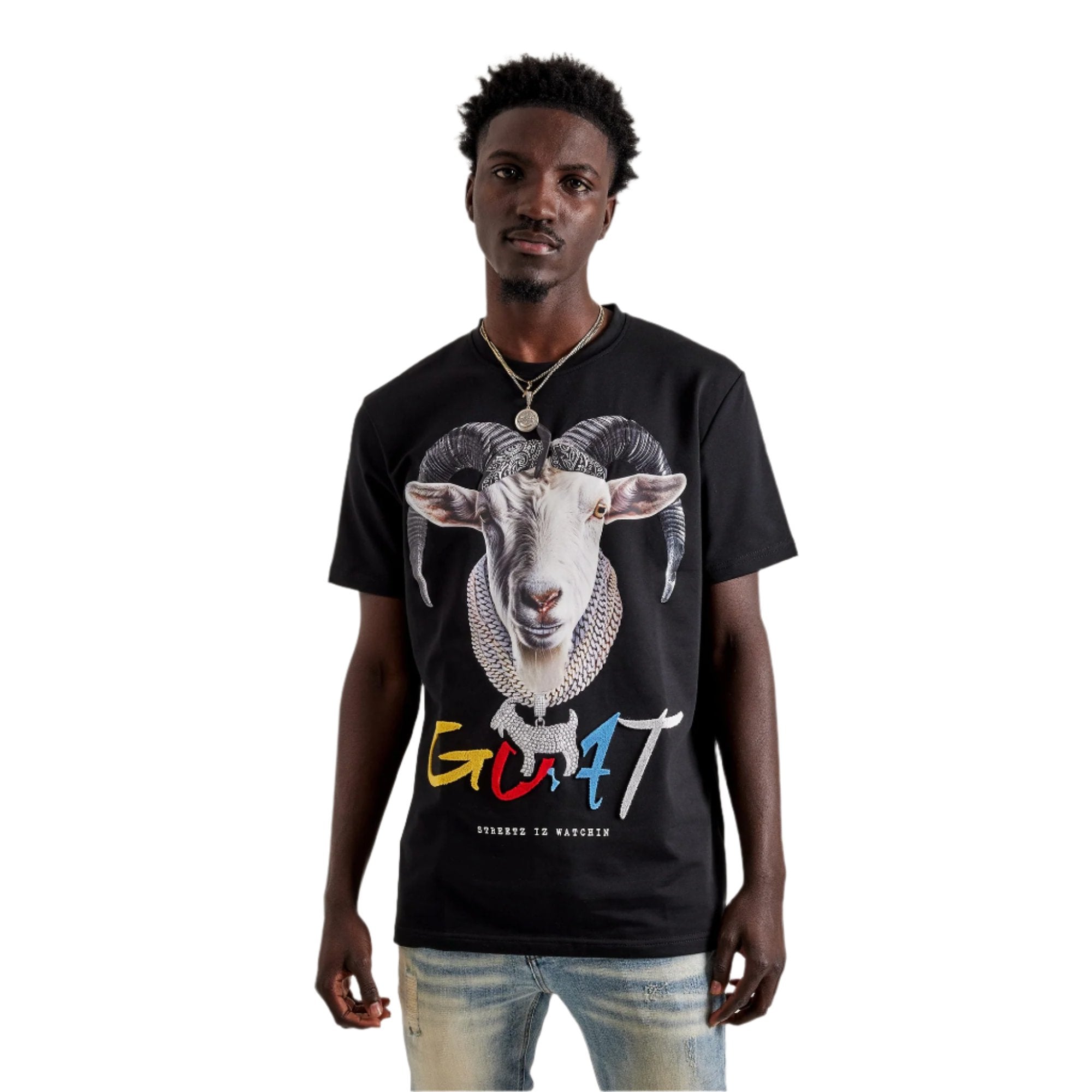 Streetz Iz Watchin Men Goat 3 SS Tee (Black) Streetz Iz Watchin