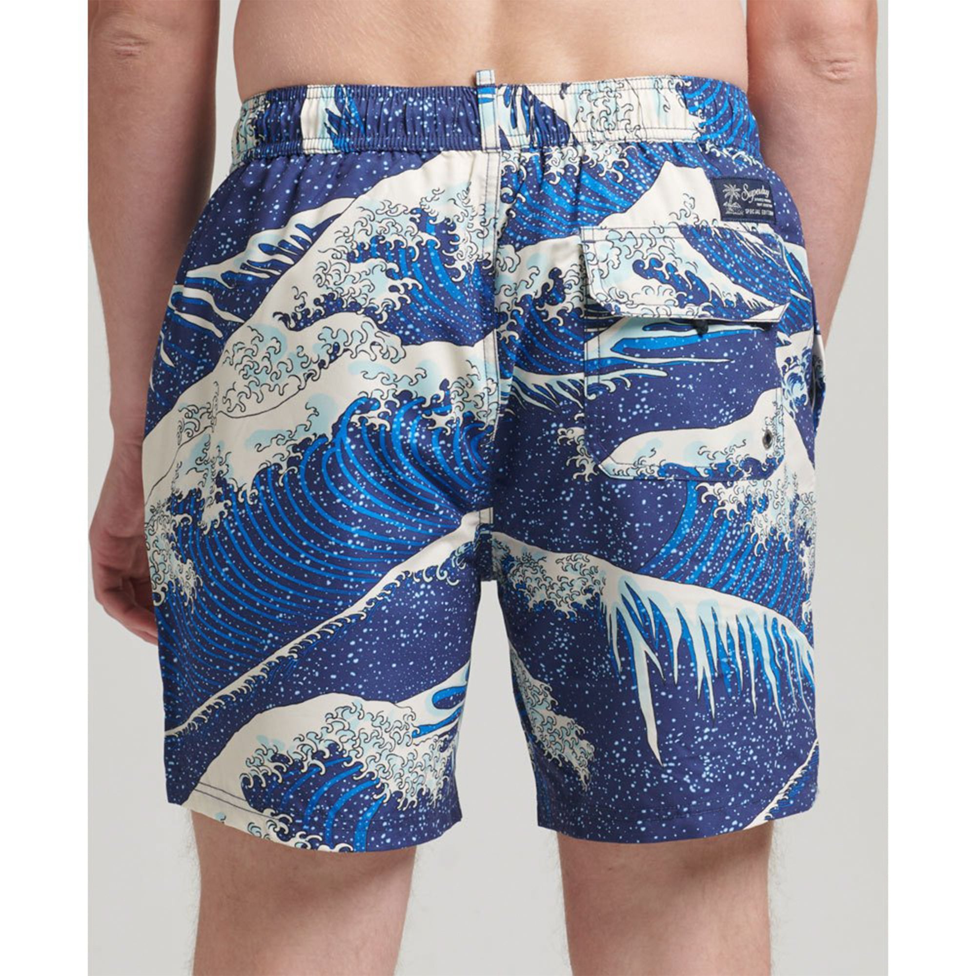 SuperDry Men Vintage Hawaiian Swim Shorts (Great Wave Blue)-Nexus Clothing